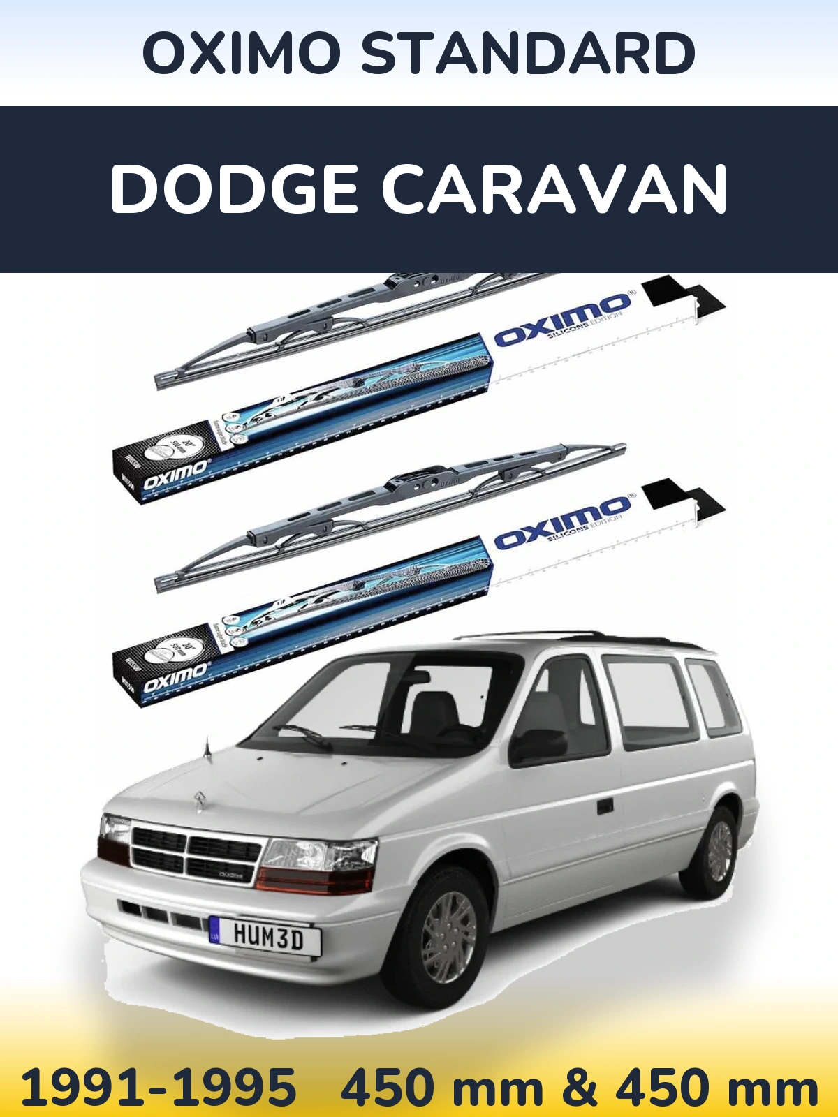 Комплект передніх щіток Oximo Standard 450 & 450 мм для Dodge Caravan 1991-1995