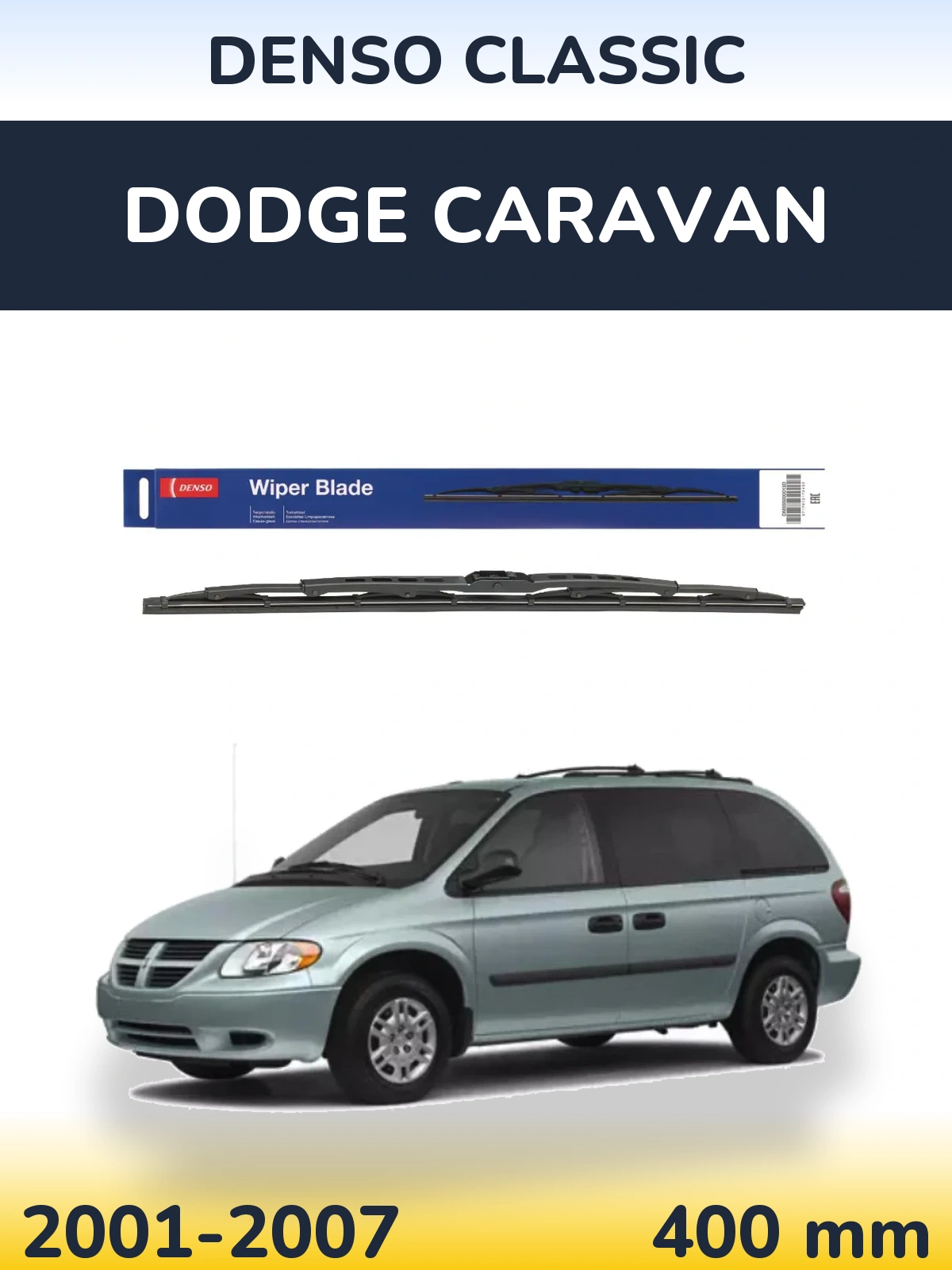Rear wiper blade Denso Classic 400 mm for Dodge Caravan 2001-2007