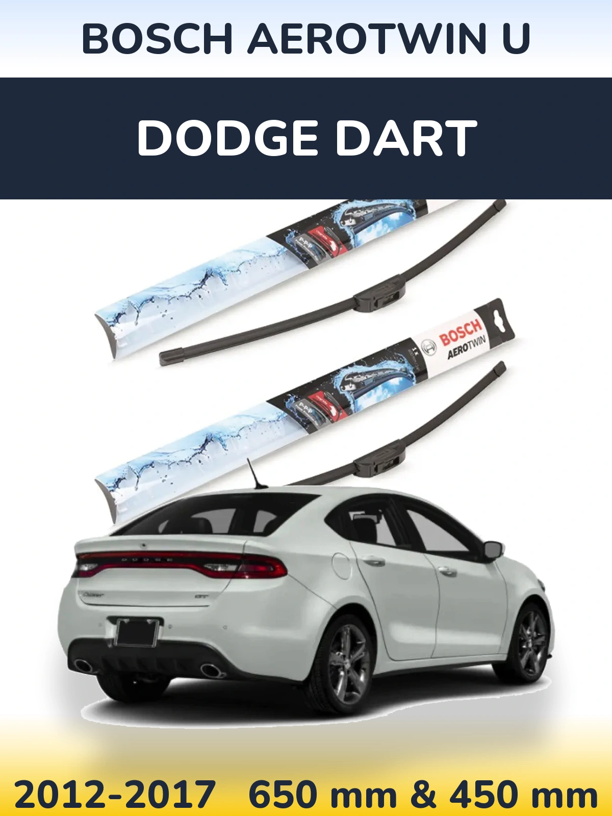 Комплект передніх щіток BOSCH AeroTwin U 650 & 450 мм для Dodge Dart 2012-2017