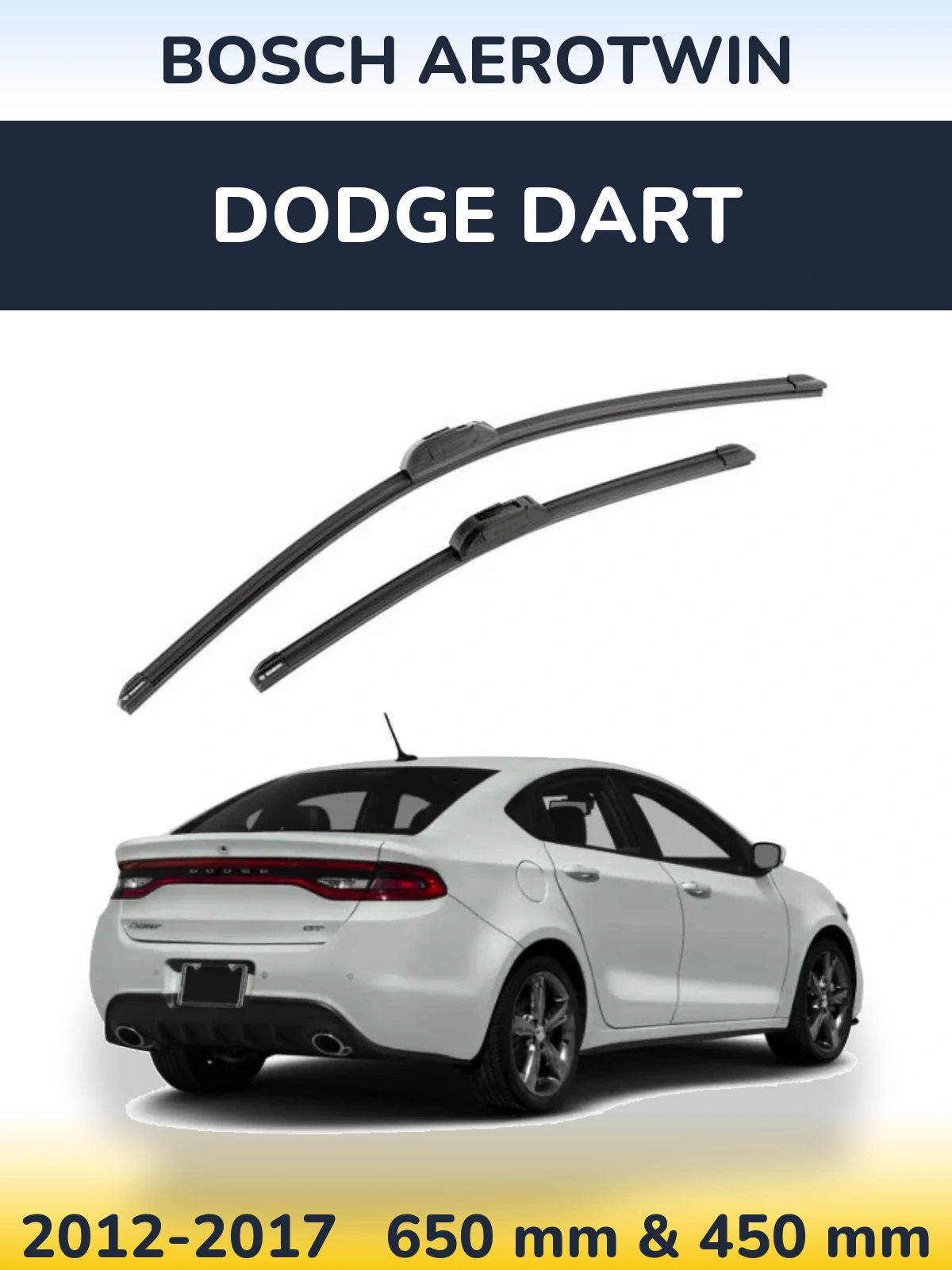 Front wiper blade set BOSCH AeroTwin 650 & 450 mm for Dodge Dart 2012-2017