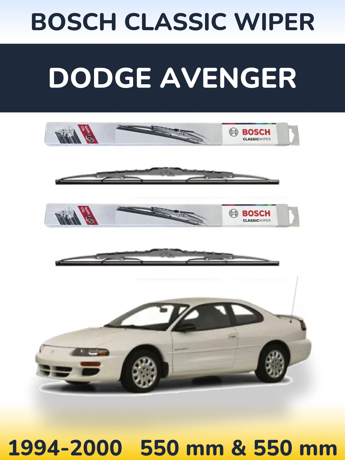 Комплект передних дворников BOSCH Classic Wiper 550 & 550 мм для Dodge Avenger 1994-2000