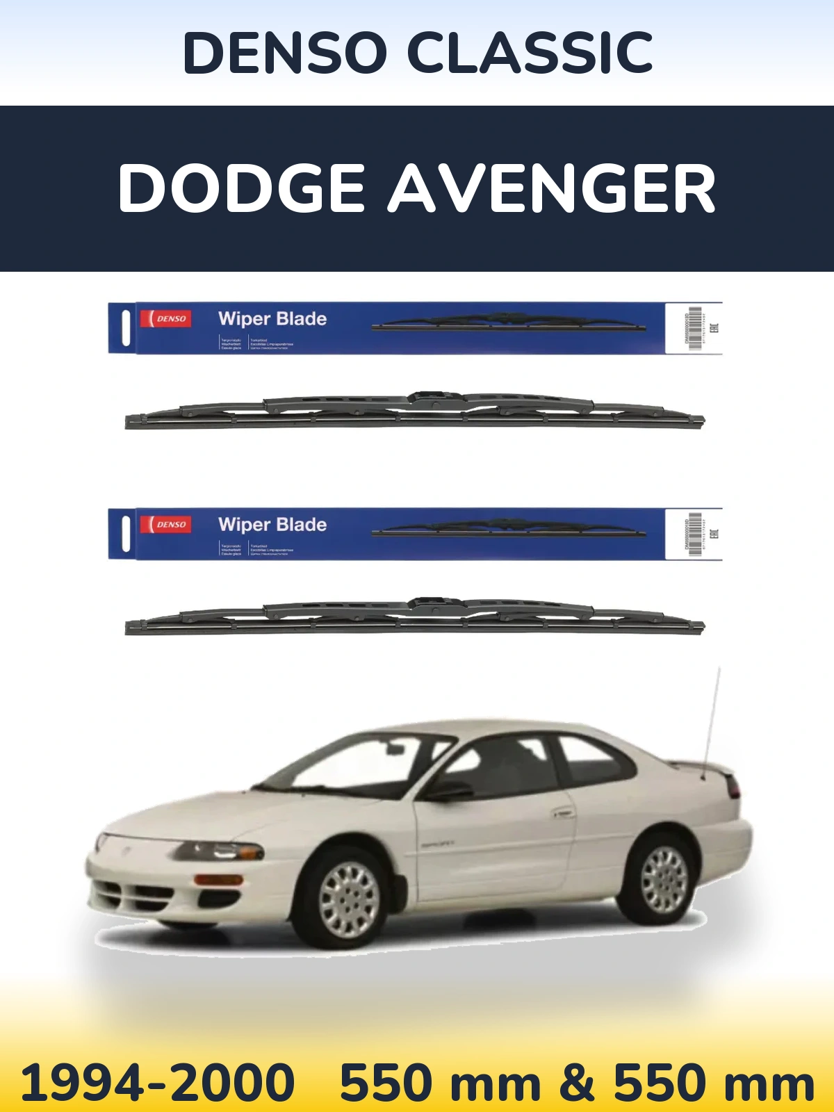 Front wiper blade set Denso Classic 550 & 550 mm for Dodge Avenger 1994-2000
