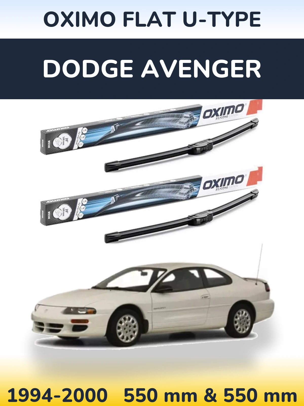 Комплект передних дворников Oximo Flat U-type 550 & 550 мм для Dodge Avenger 1994-2000