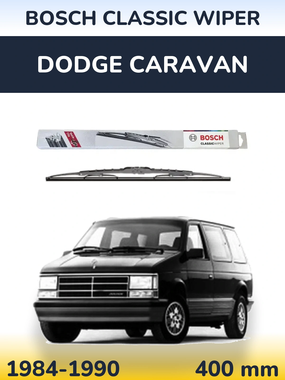 Rear wiper blade BOSCH Classic Wiper 400 mm for Dodge Caravan 1984-1990