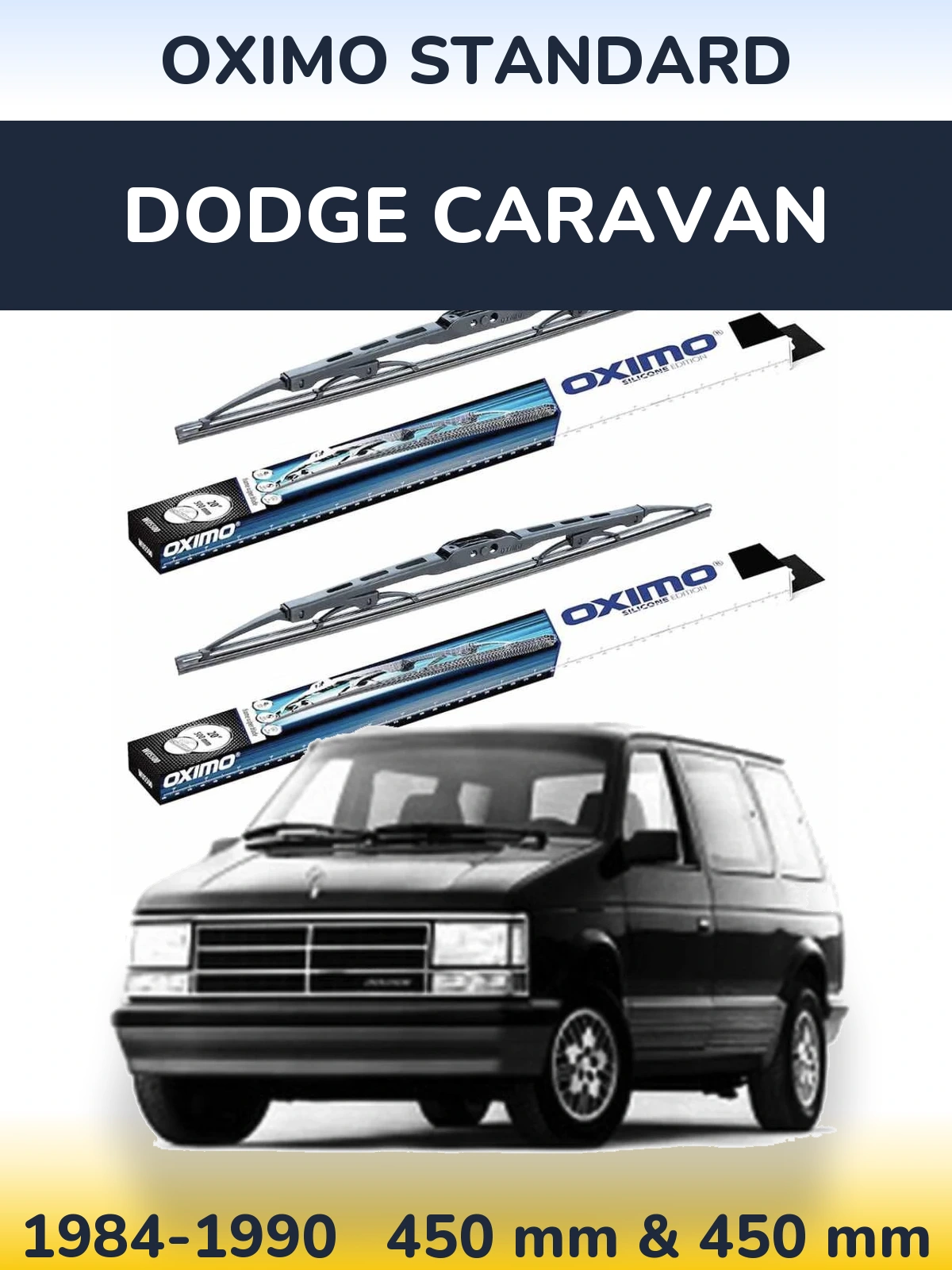 Komplet przednich wycieraczek Oximo Standard 450 & 450 mm do Dodge Caravan 1984-1990