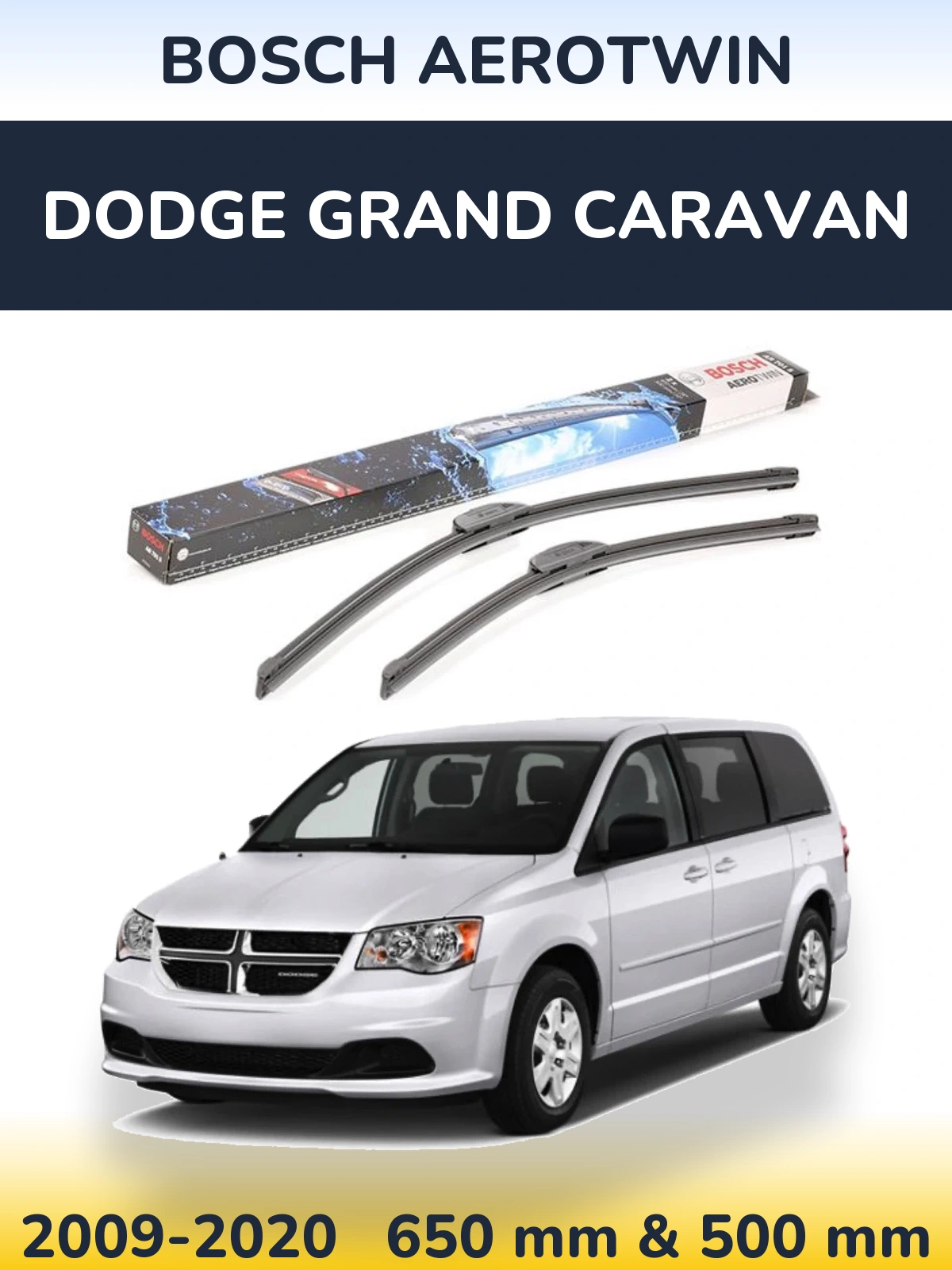 Komplet przednich wycieraczek BOSCH AeroTwin 650 & 500 mm do Dodge Grand Caravan 2009-2020