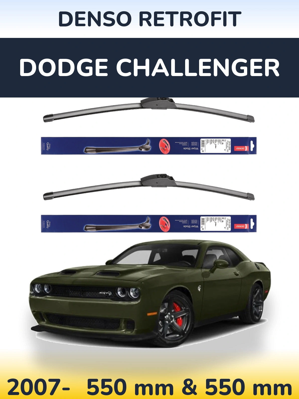 Komplet przednich wycieraczek Denso Retrofit 550 & 550 mm do Dodge Challenger 2007-2026