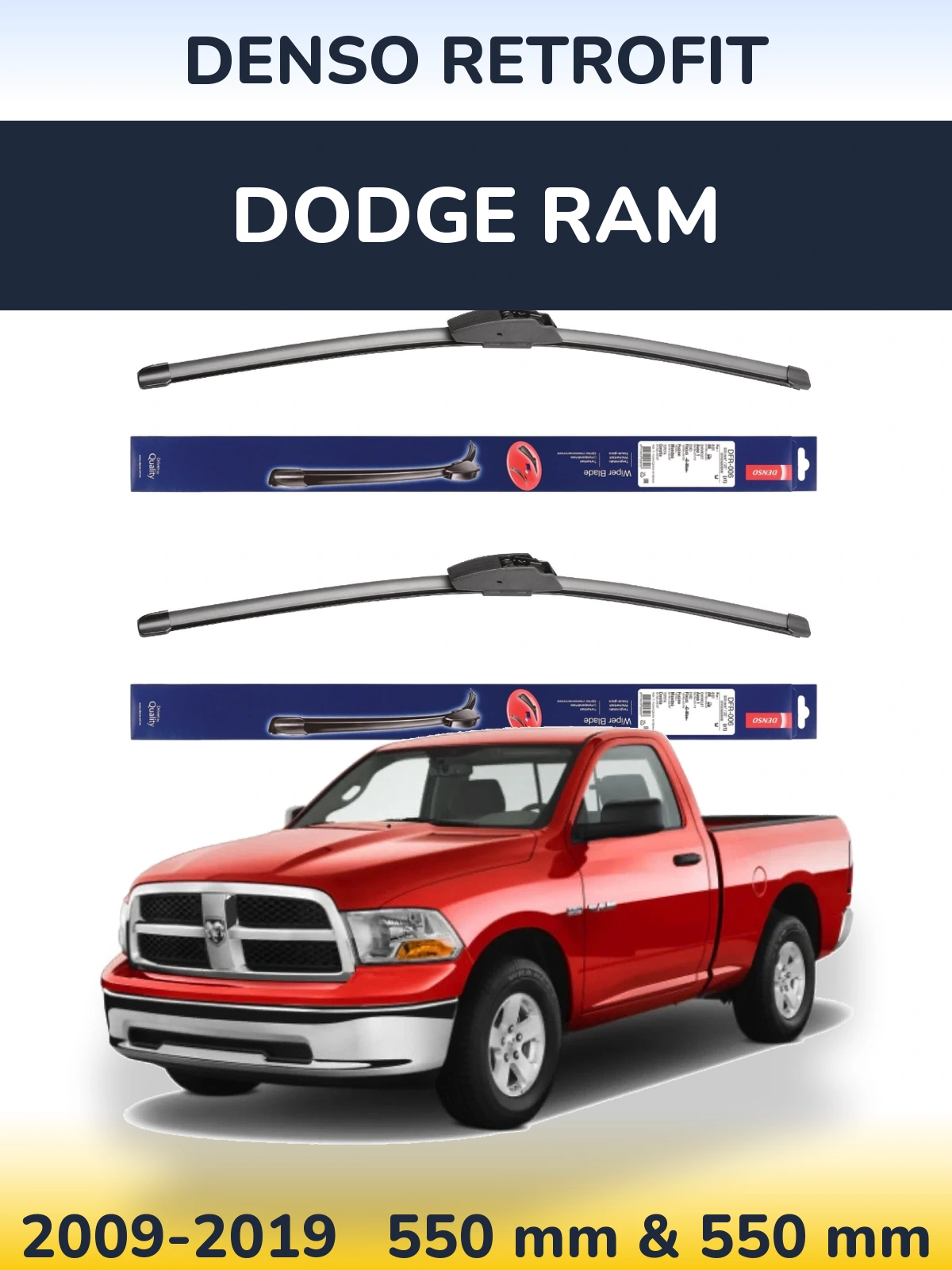 Комплект передніх щіток Denso Retrofit 550 & 550 мм для Dodge RAM 2009-2019