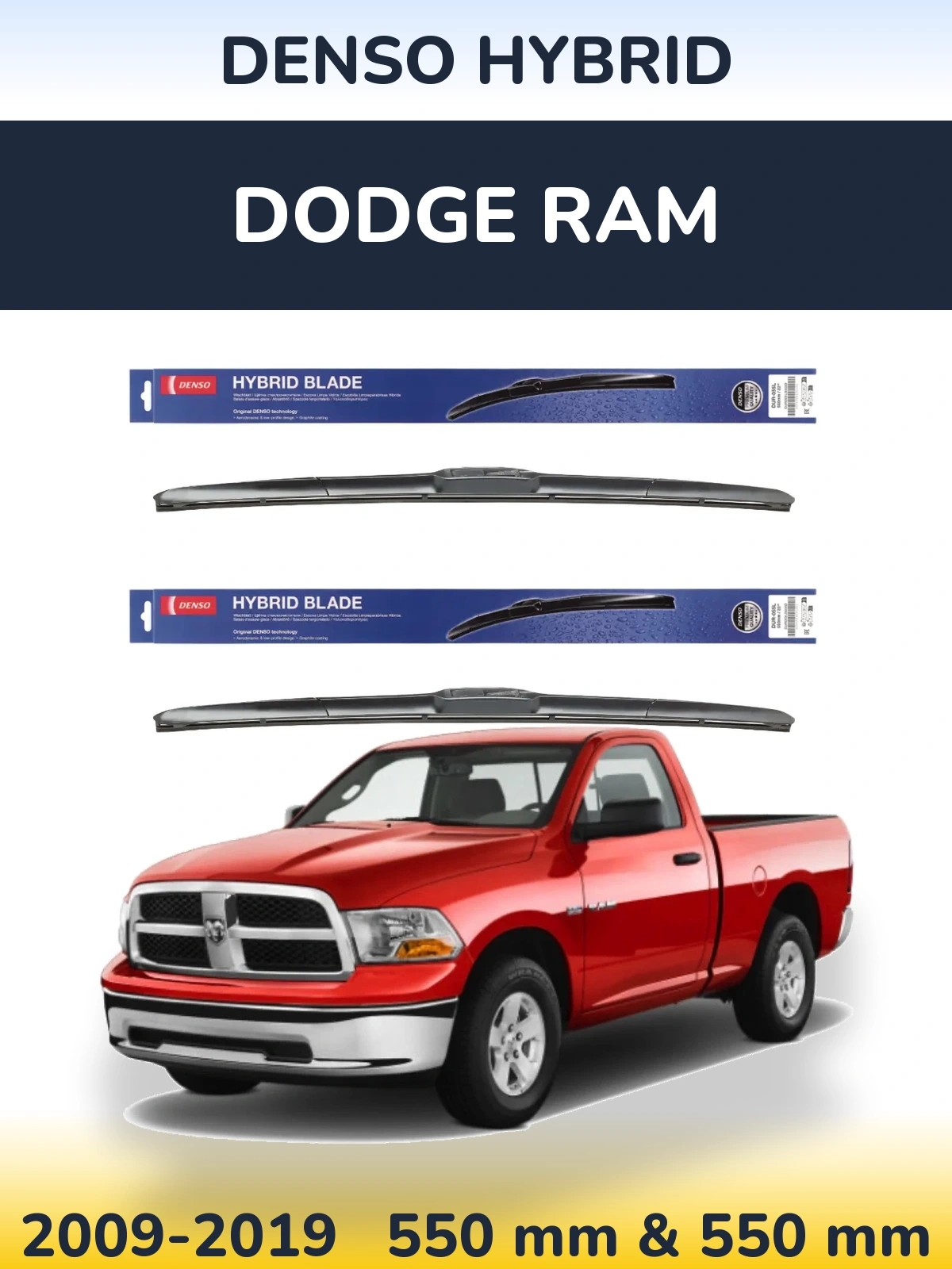 Komplet przednich wycieraczek Denso Hybrid 550 & 550 mm do Dodge RAM 2009-2019