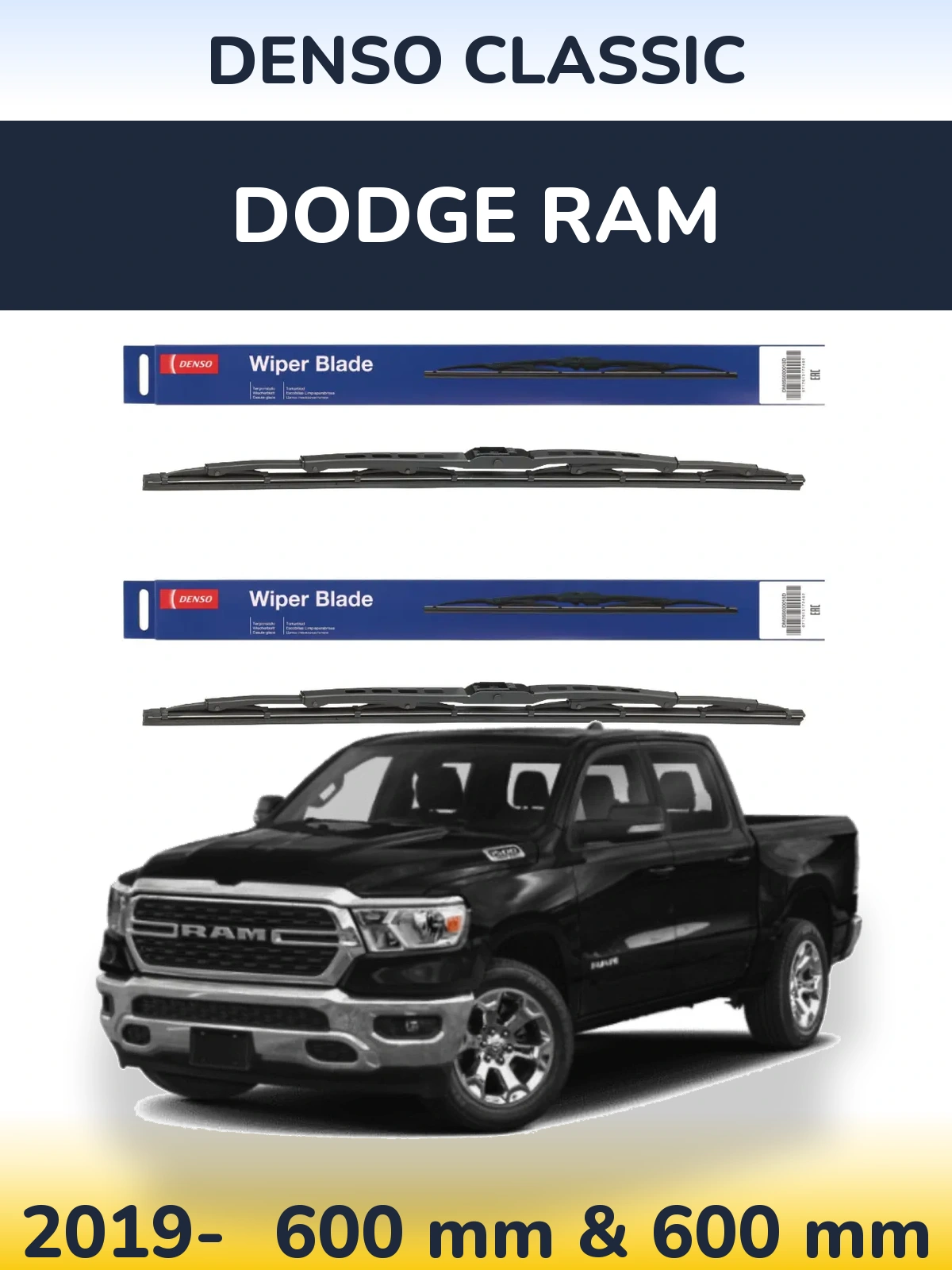 Komplet przednich wycieraczek Denso Classic 600 & 600 mm do Dodge RAM 2019-2026