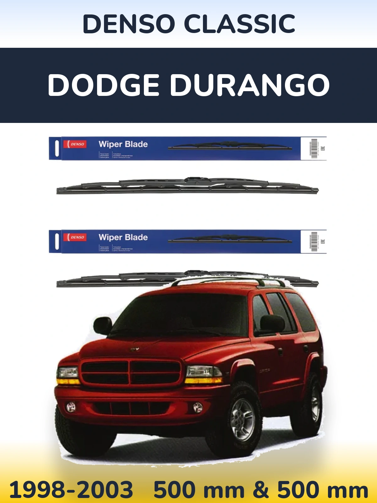 Komplet przednich wycieraczek Denso Classic 500 & 500 mm do Dodge Durango 1998-2003