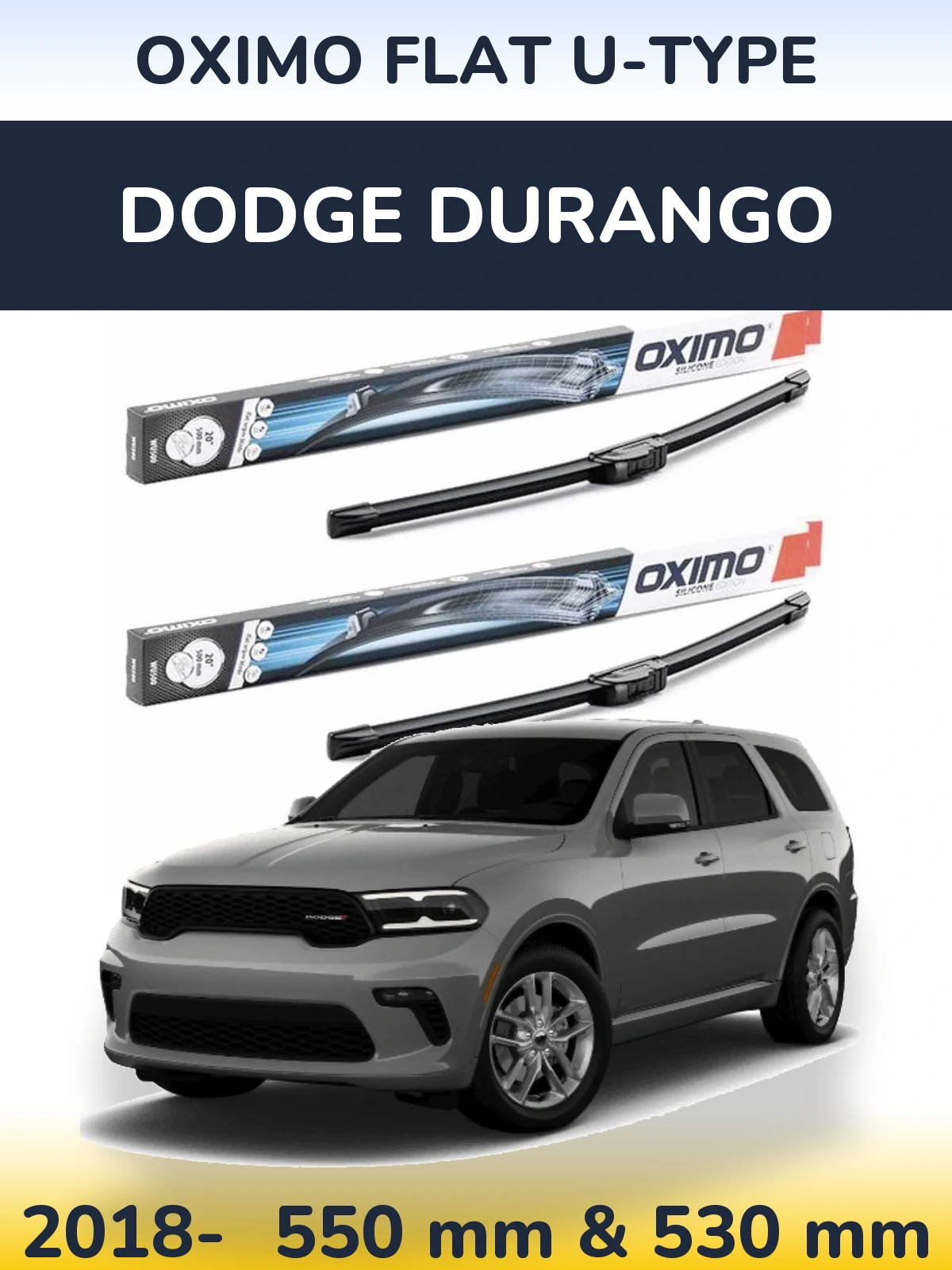Komplet przednich wycieraczek Oximo Flat U-type 550 & 530 mm do Dodge Durango 2018-2026