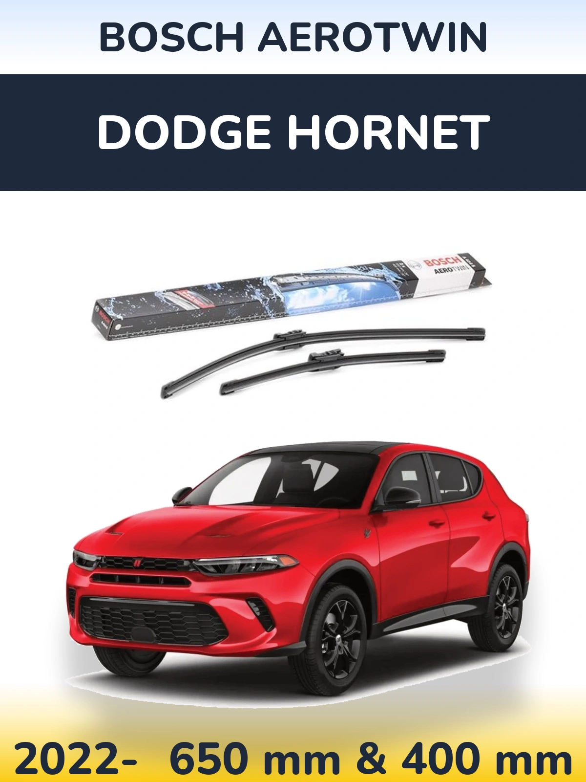 Front wiper blade set BOSCH AeroTwin 650 & 400 mm for Dodge Hornet 2022-2026