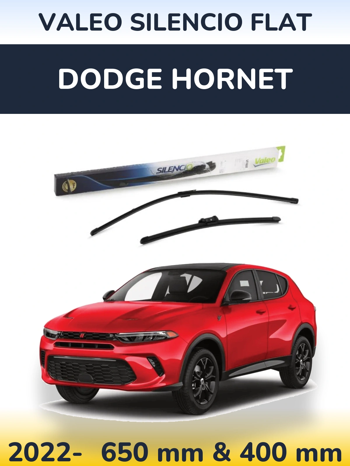 Комплект передних дворников Valeo Silencio Flat 650 & 400 мм для Dodge Hornet 2022-2026
