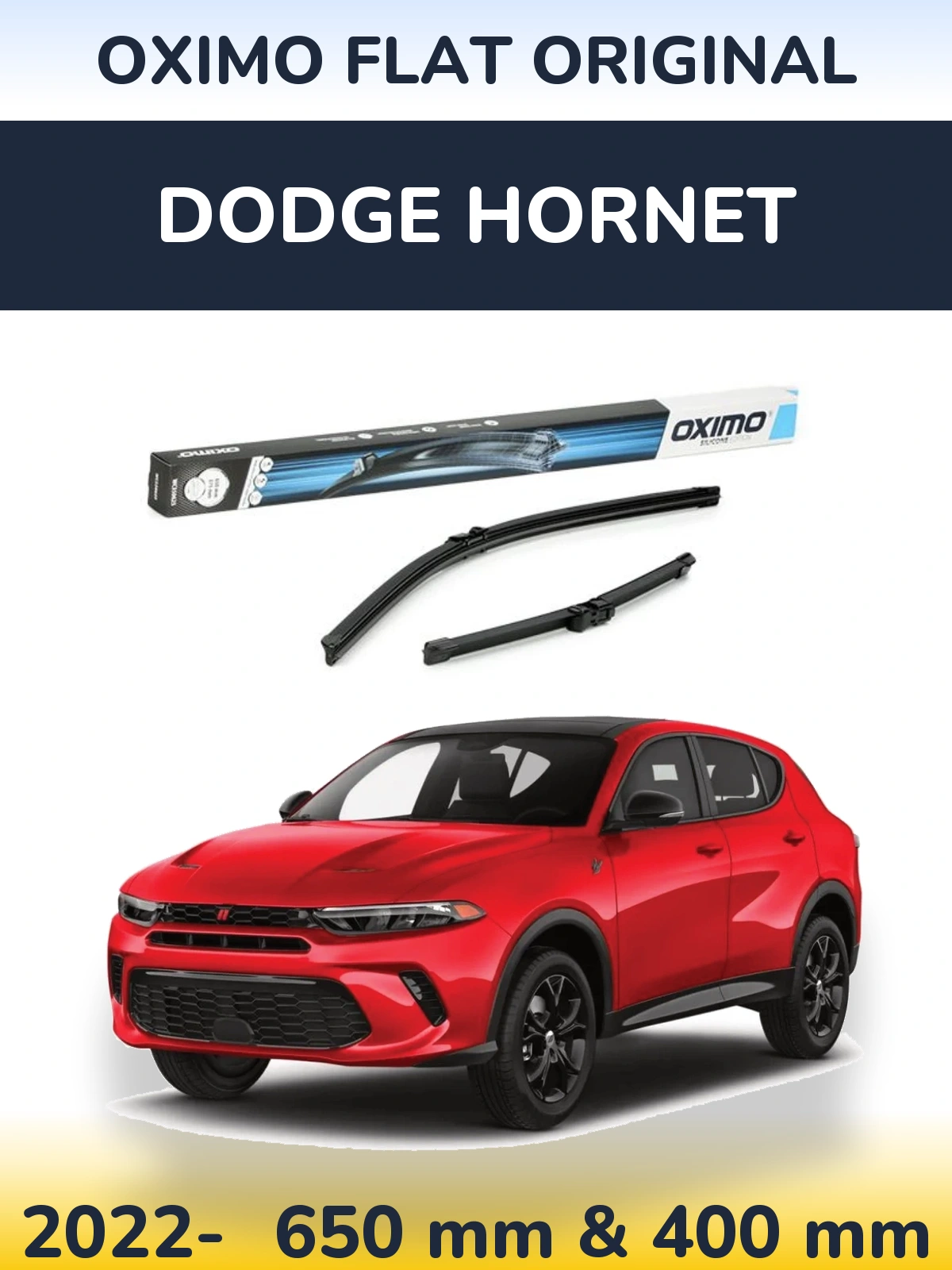 Комплект передніх щіток Oximo Flat Original 650 & 375 мм для Dodge Hornet 2022-2026