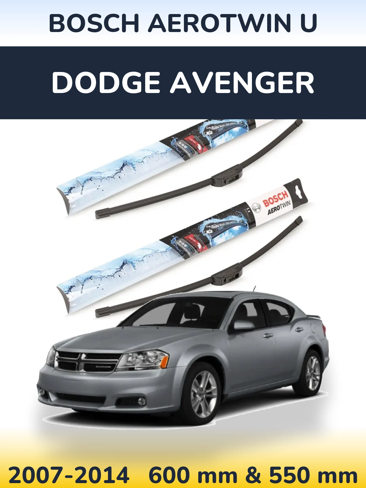 Комплект передних дворников BOSCH AeroTwin U 600 & 550 мм для Dodge Avenger 2007-2014