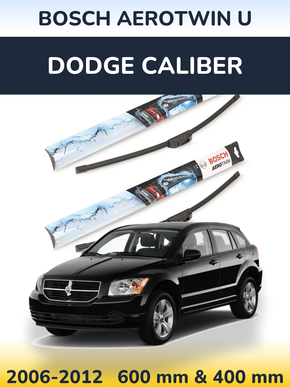 Komplet przednich wycieraczek BOSCH AeroTwin U 600 & 400 mm do Dodge Caliber 2006-2012