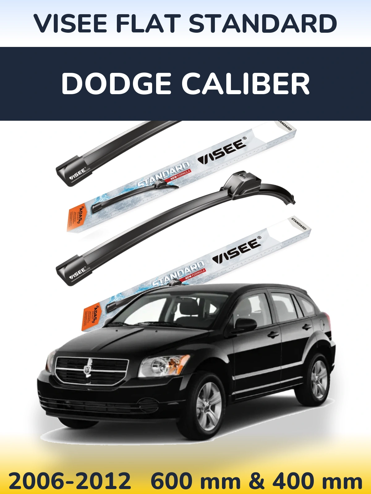 Комплект передних дворников VISEE FLAT STANDARD 600 & 400 мм для Dodge Caliber 2006-2012