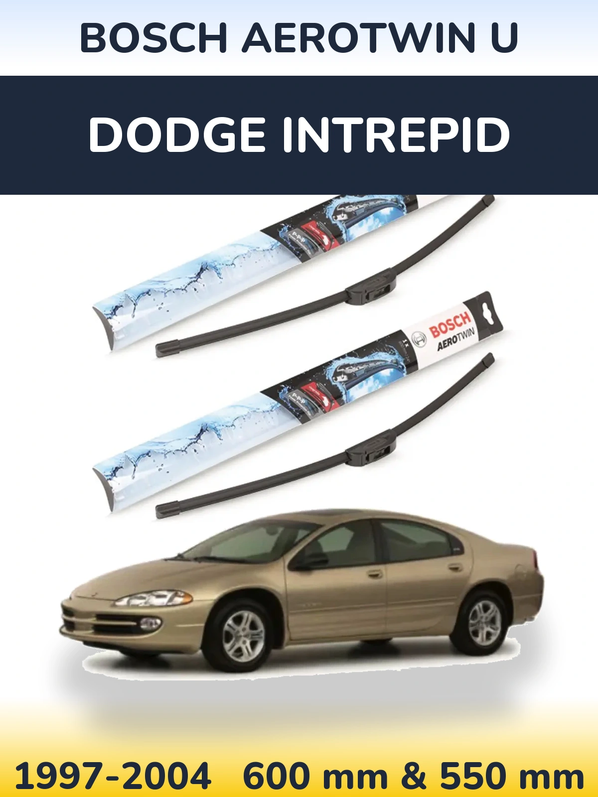 Komplet przednich wycieraczek BOSCH AeroTwin U 600 & 550 mm do Dodge Intrepid 1997-2004