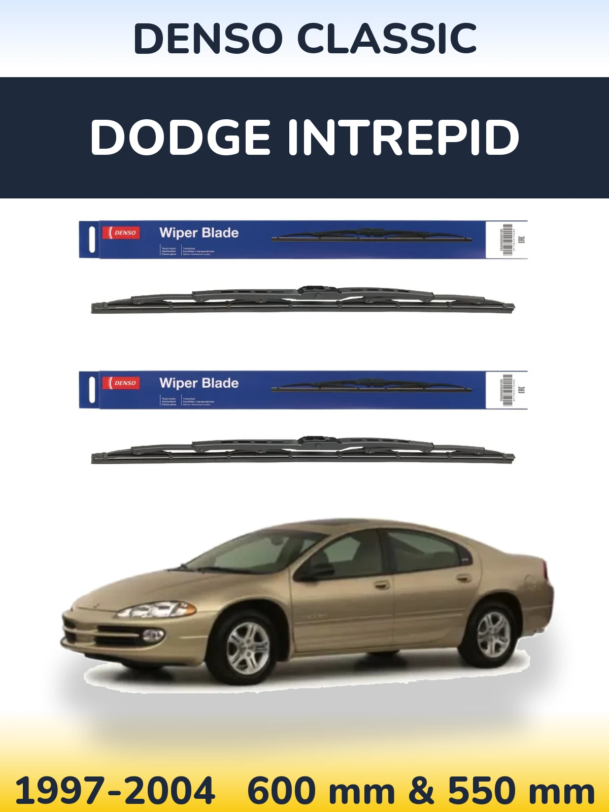 Front wiper blade set Denso Classic 600 & 550 mm for Dodge Intrepid 1997-2004