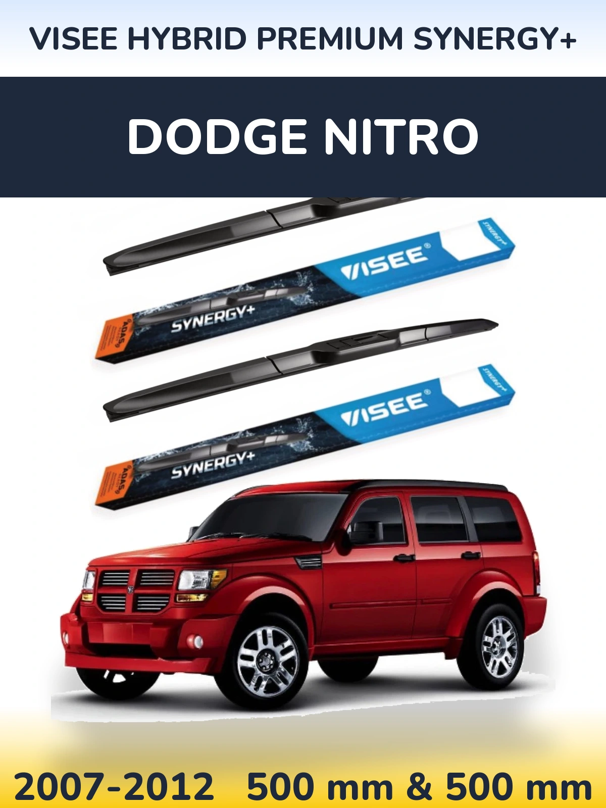 Комплект передних дворников VISEE HYBRID PREMIUM SYNERGY+ 500 & 500 мм для Dodge Nitro 2007-2012