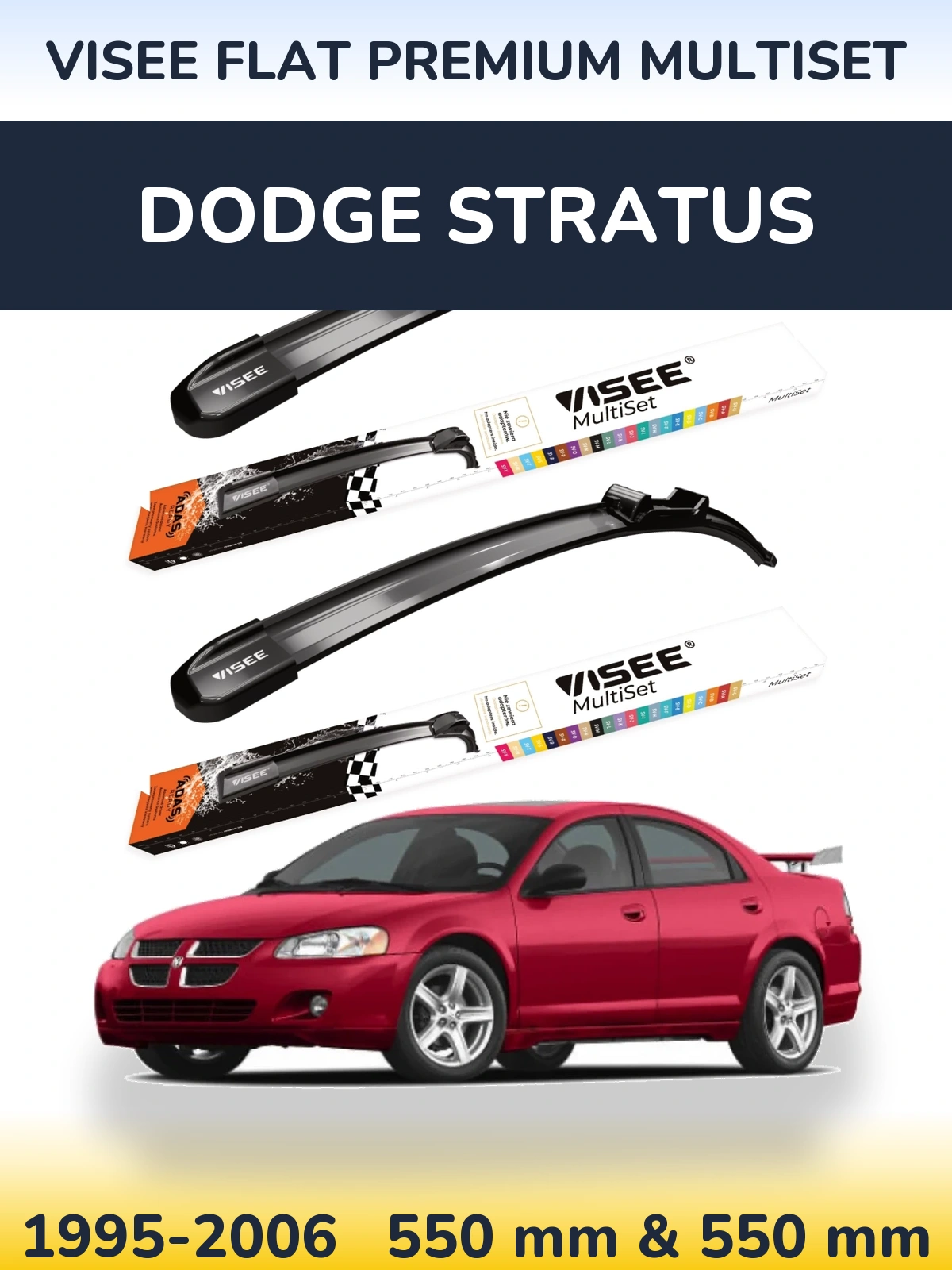 Komplet przednich wycieraczek VISEE FLAT PREMIUM MultiSet 550 & 550 mm do Dodge Stratus 1995-2006