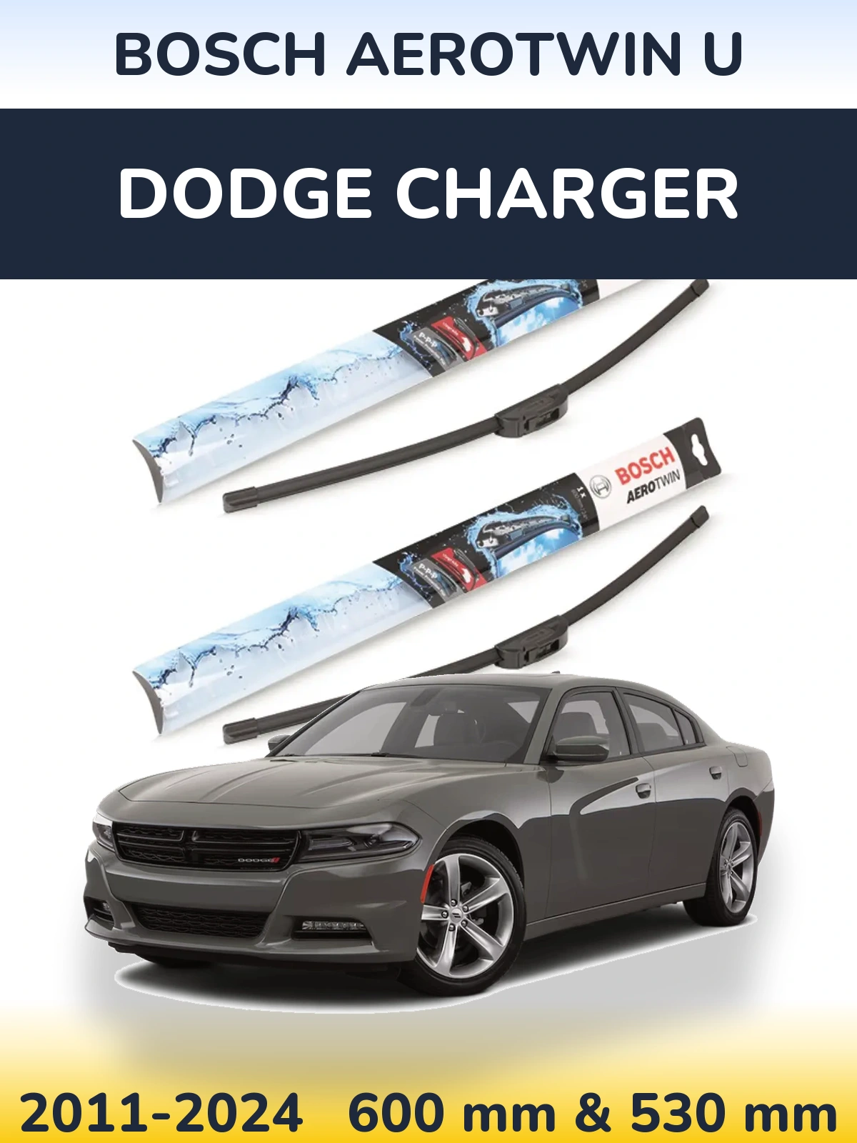 Комплект передніх щіток BOSCH AeroTwin U 600 & 530 мм для Dodge Charger 2011-2024