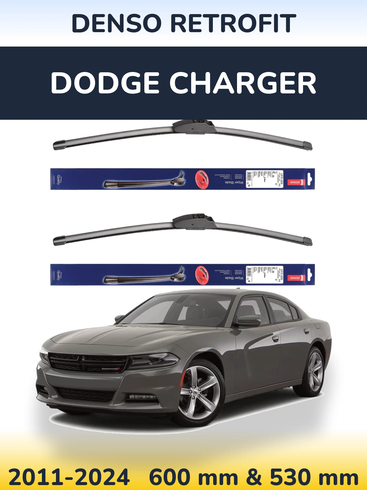 Комплект передніх щіток Denso Retrofit 600 & 530 мм для Dodge Charger 2011-2024