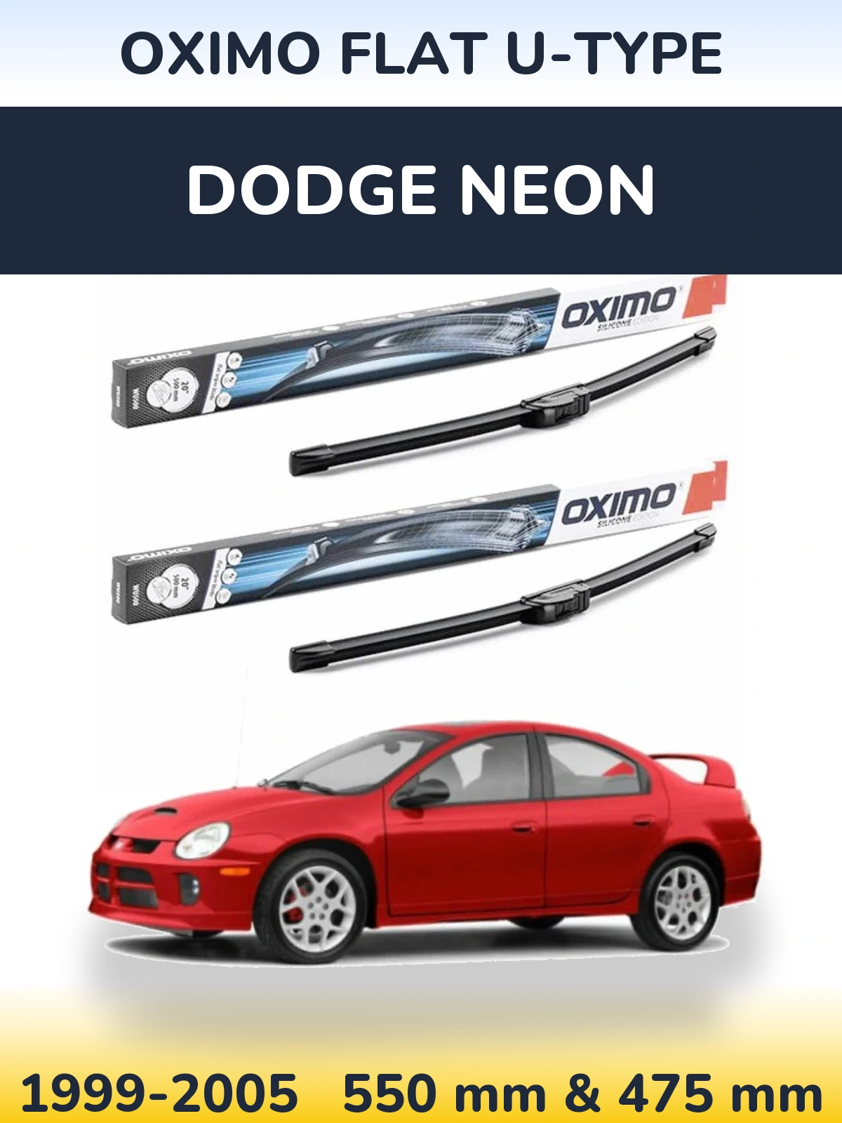 Комплект передних дворников Oximo Flat U-type 550 & 475 мм для Dodge Neon 1999-2005