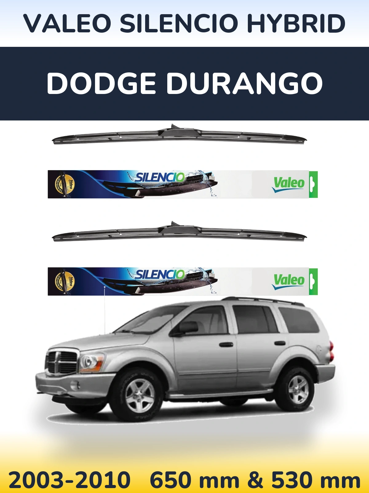 Komplet przednich wycieraczek Valeo Silencio Hybrid 650 & 530 mm do Dodge Durango 2003-2010