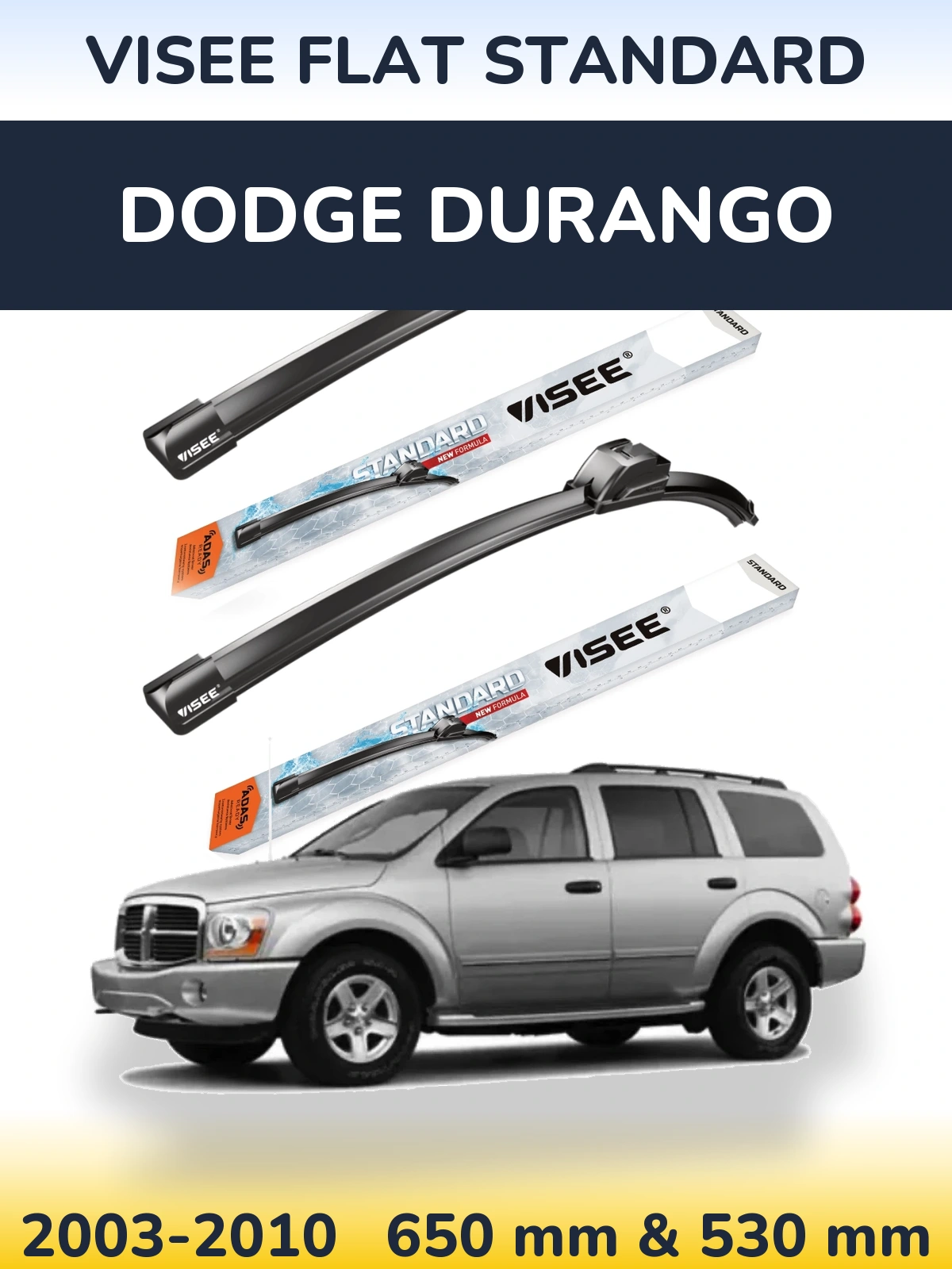 Комплект передніх щіток VISEE FLAT STANDARD 650 & 530 мм для Dodge Durango 2003-2010
