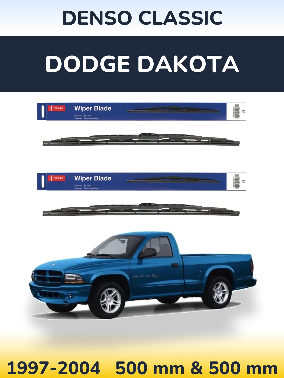 Комплект передних дворников Denso Classic 500 & 500 мм для Dodge Dakota 1997-2004