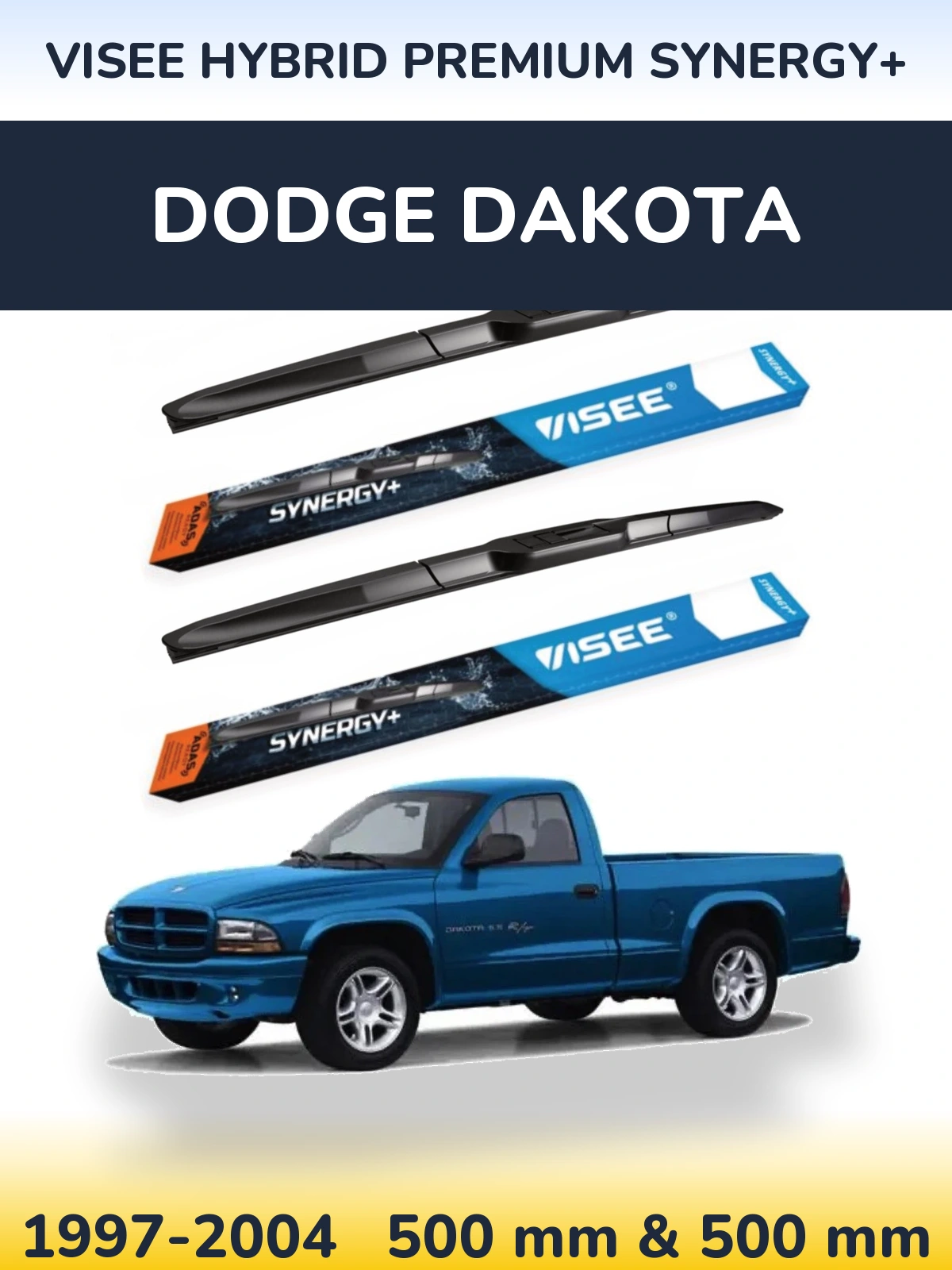 Комплект передних дворников VISEE HYBRID PREMIUM SYNERGY+ 500 & 500 мм для Dodge Dakota 1997-2004