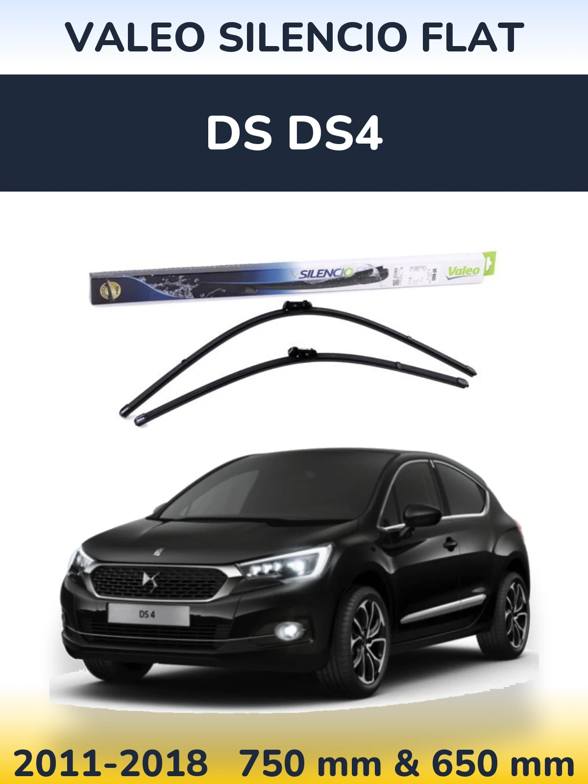 Комплект передніх щіток Valeo Silencio Flat 750 & 650 мм для DS DS4 2011-2018