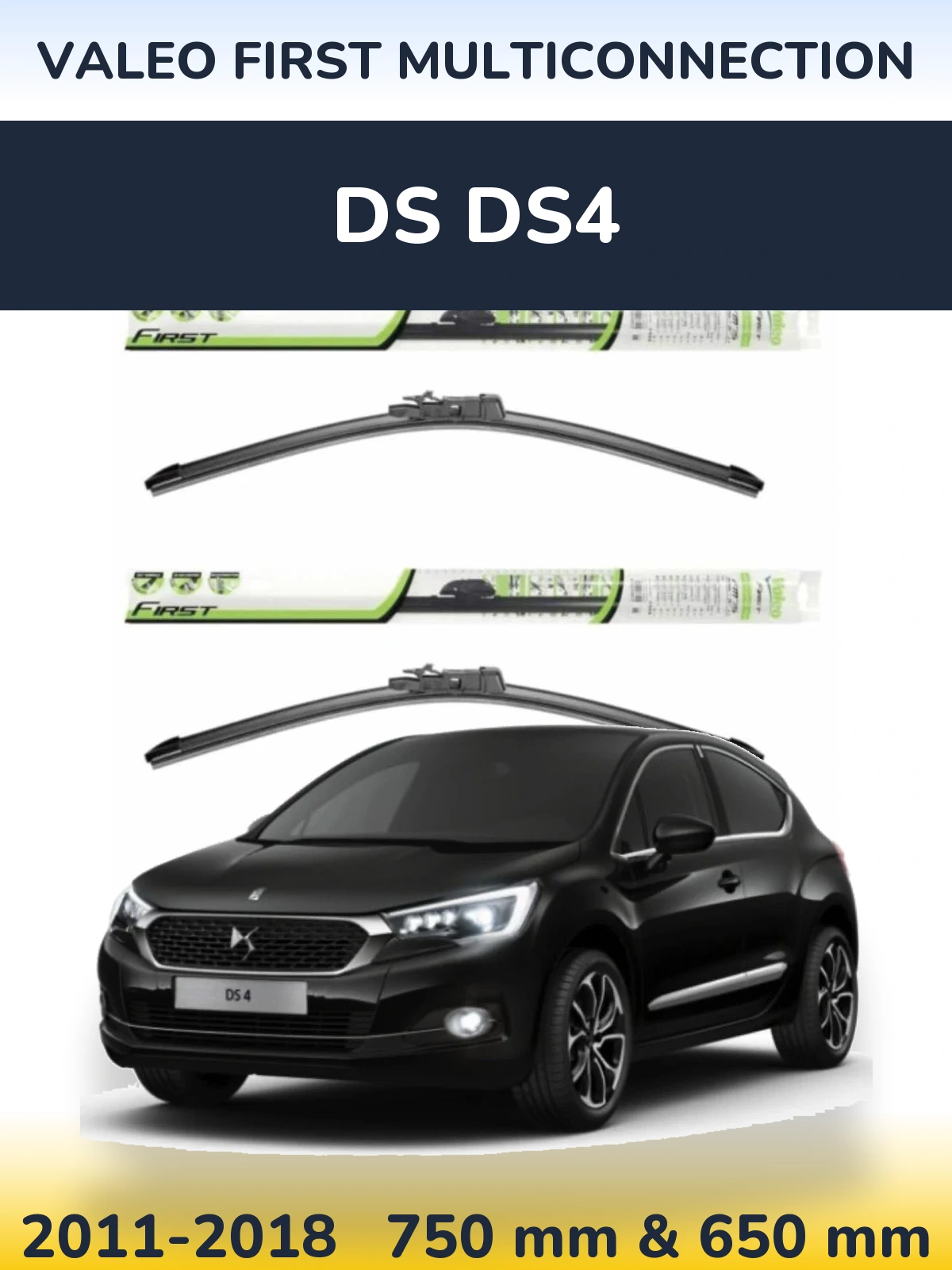 Komplet przednich wycieraczek Valeo First MultiConnection 750 & 650 mm do DS DS4 2011-2018