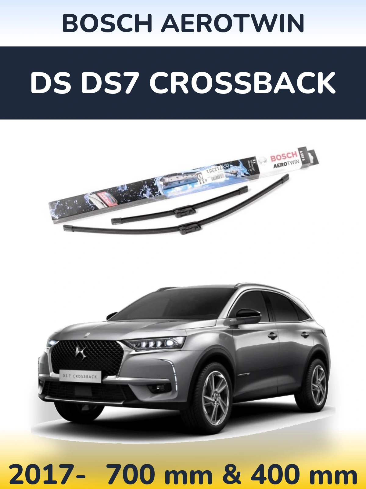 Komplet przednich wycieraczek BOSCH AeroTwin 700 & 400 mm do DS DS7 Crossback 2017-2026