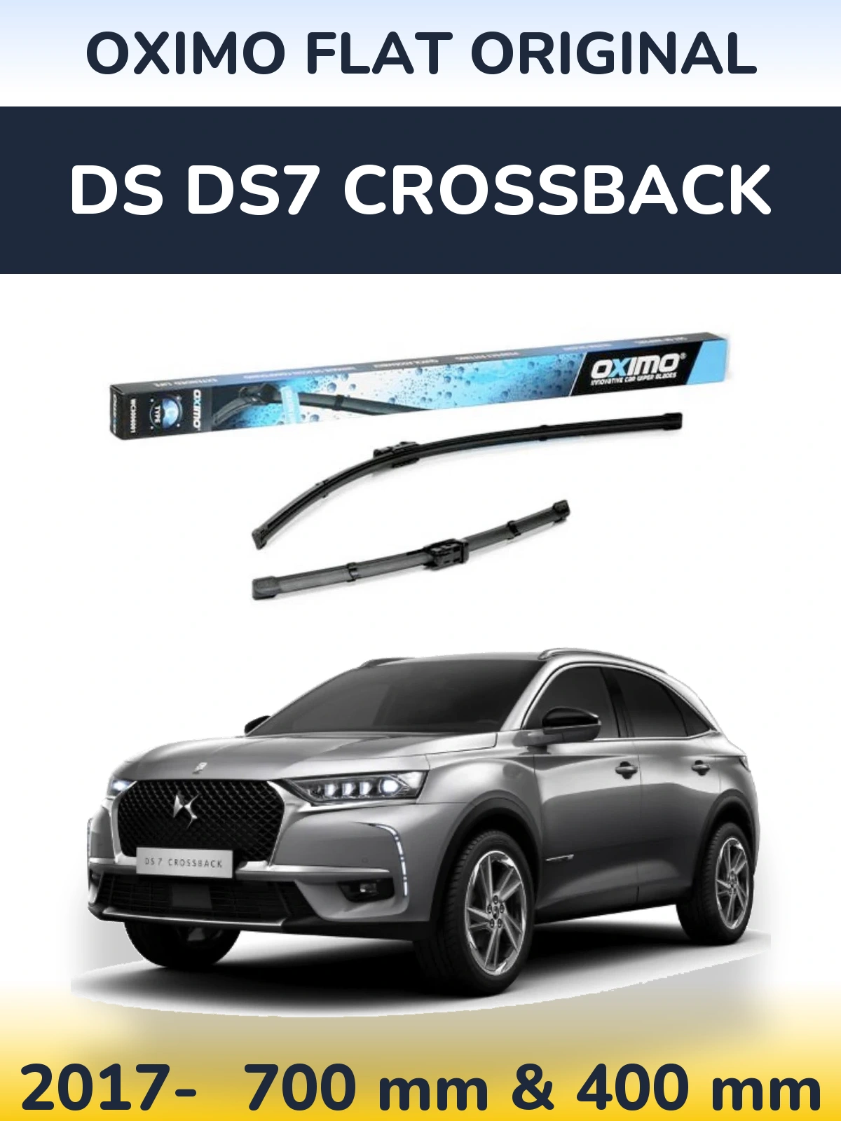 Комплект передних дворников Oximo Flat Original 700 & 400 мм для DS DS7 Crossback 2017-2026