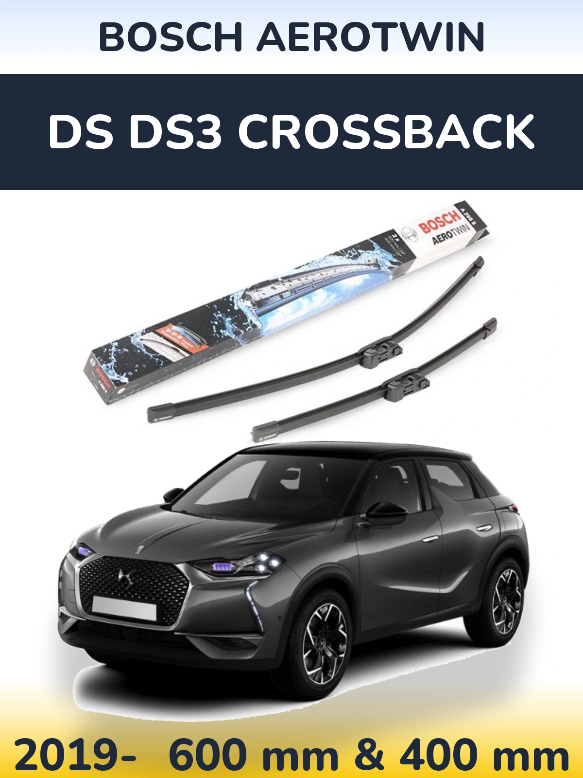 Комплект передних дворников BOSCH AeroTwin 600 & 400 мм для DS DS3 Crossback 2019-2026