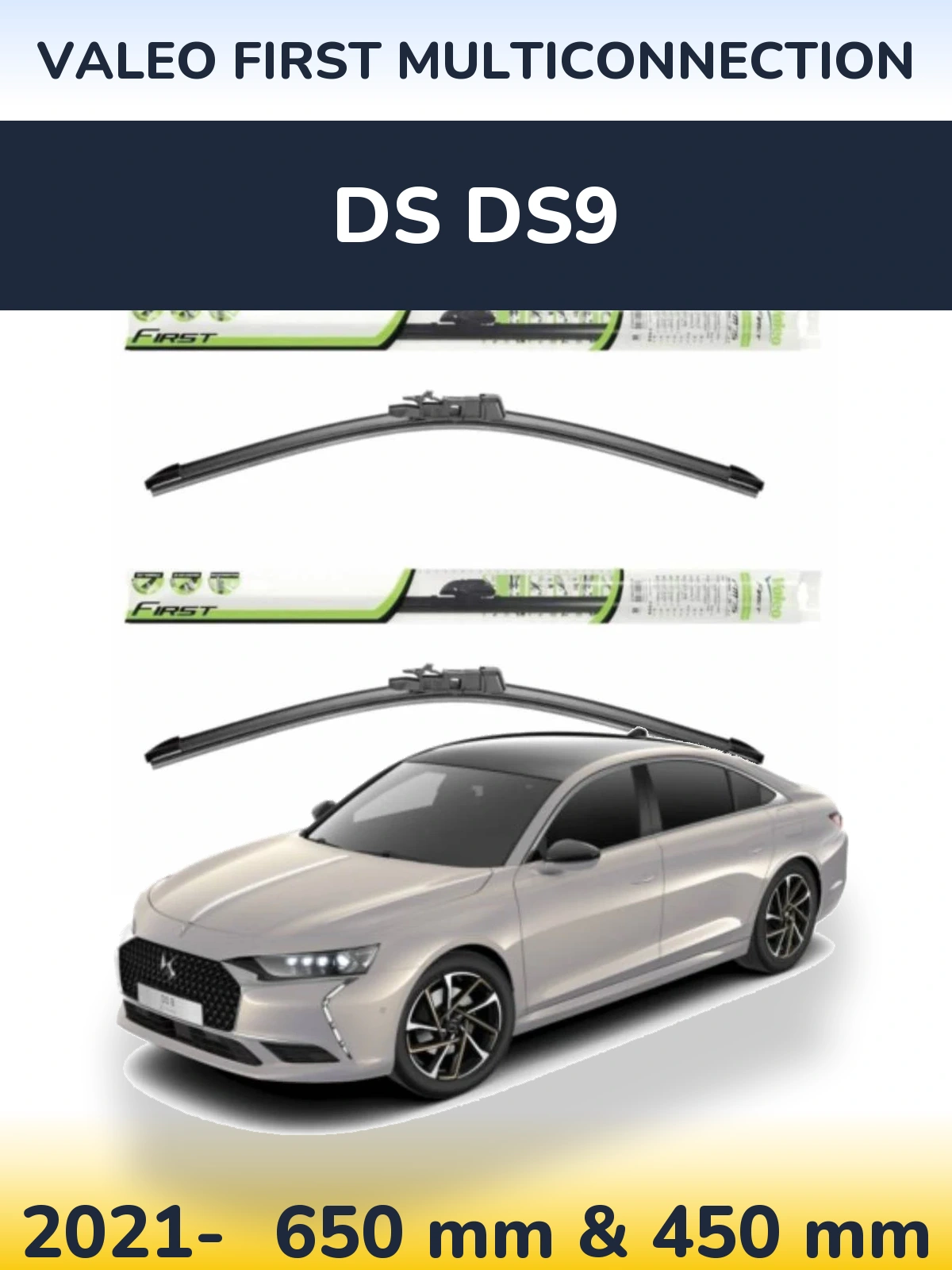 Комплект передніх щіток Valeo First MultiConnection 650 & 450 мм для DS DS9 2021-2026