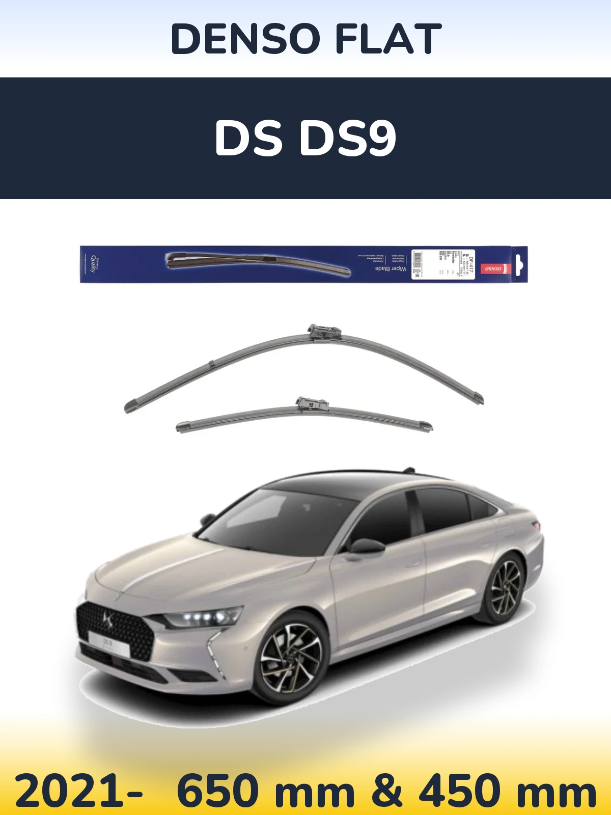 Комплект передних дворников Denso Flat 650 & 450 мм для DS DS9 2021-2026