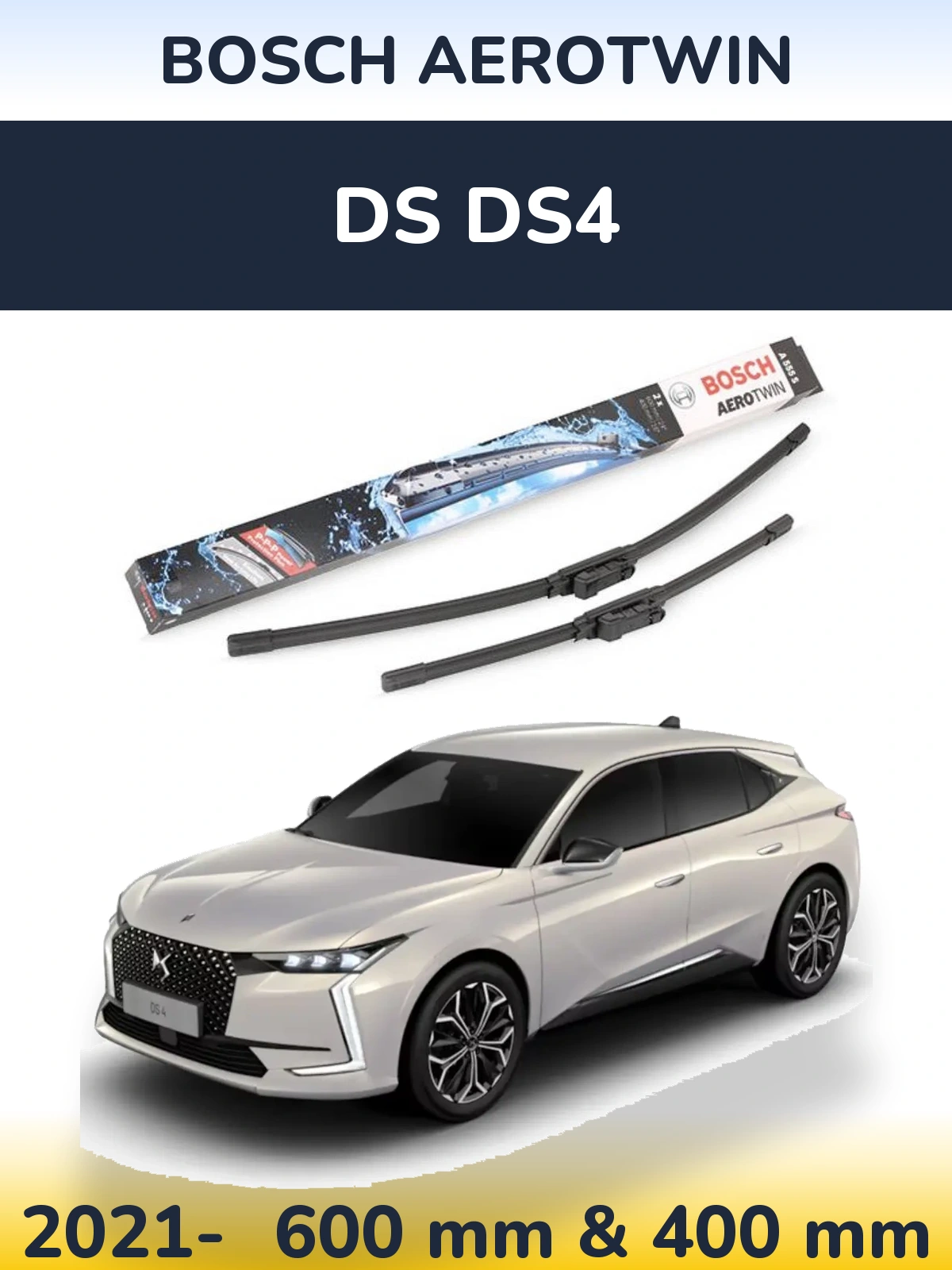 Front wiper blade set BOSCH AeroTwin 600 & 400 mm for DS DS4 2021-2026