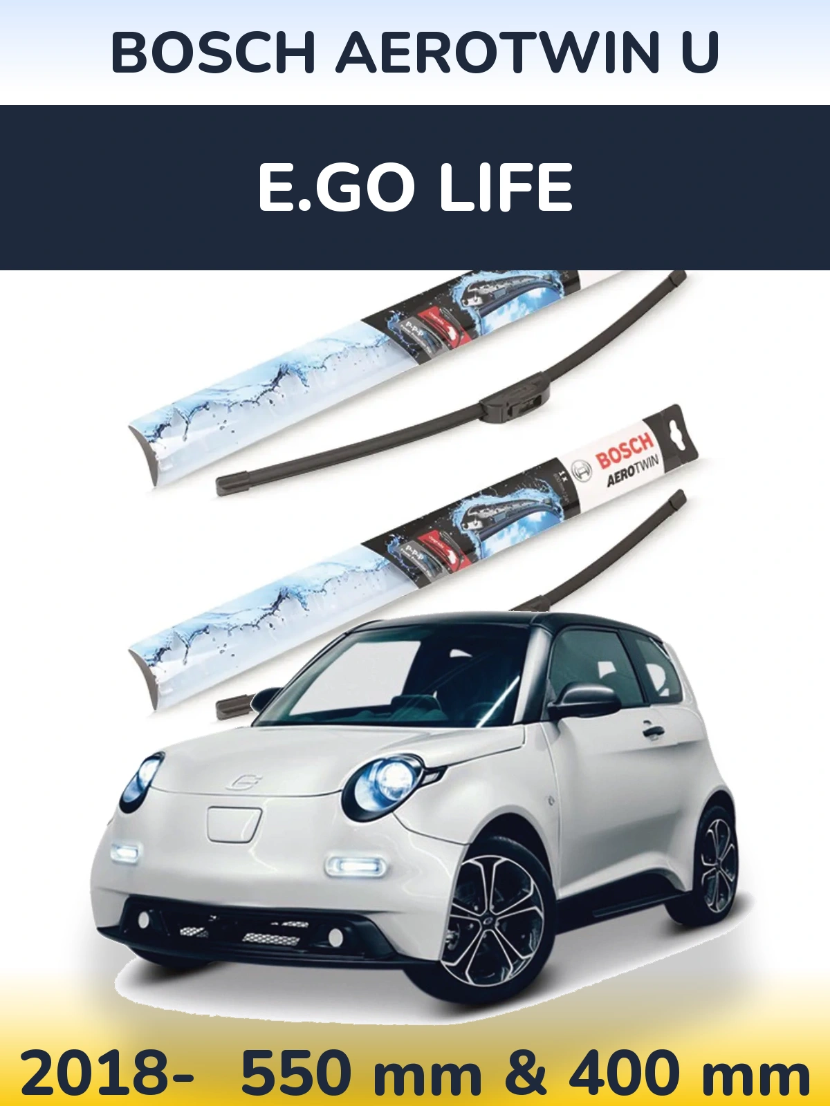 Komplet przednich wycieraczek BOSCH AeroTwin U 550 & 400 mm do E.GO life 2018-2026