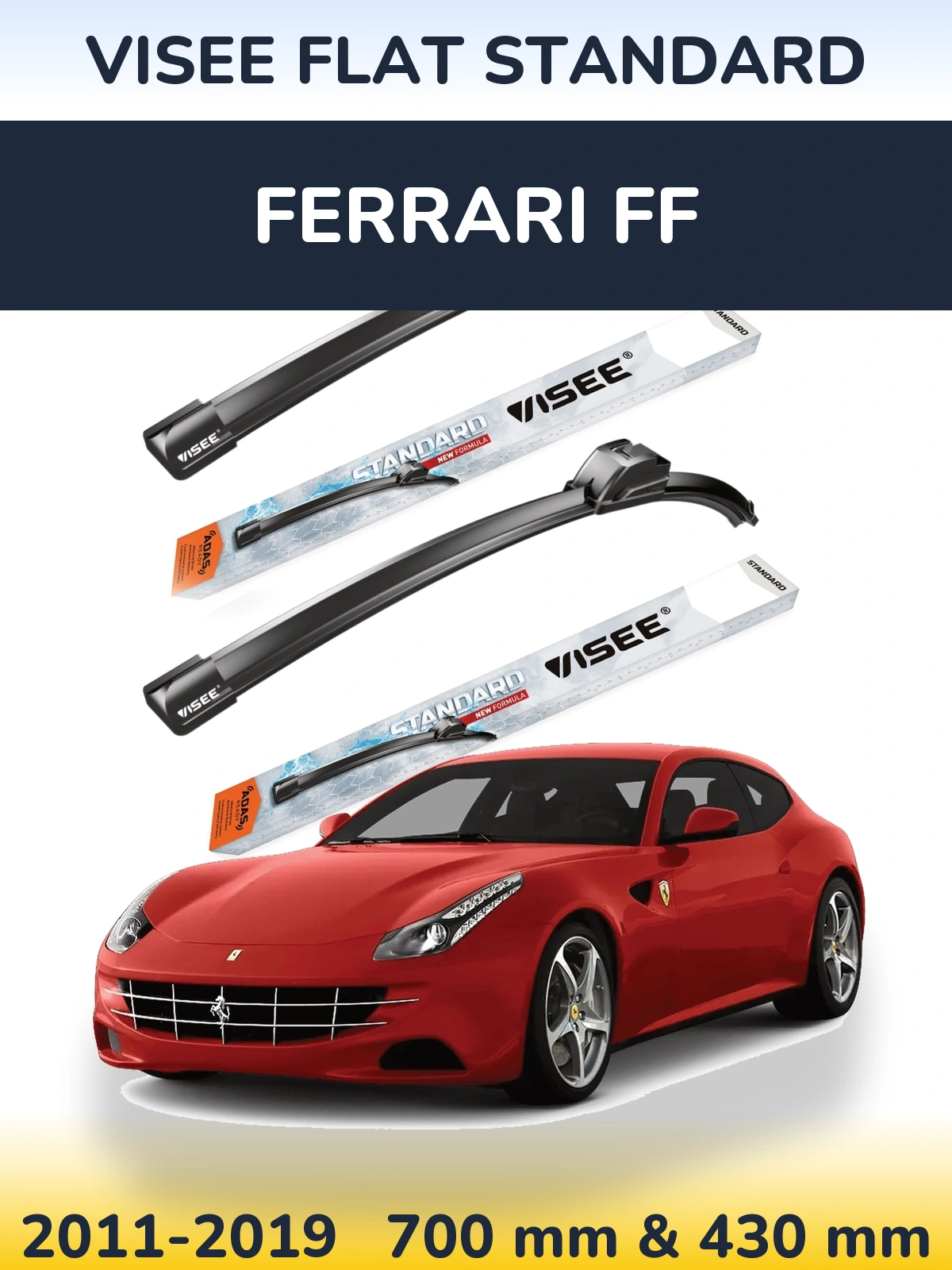 Комплект передних дворников VISEE FLAT STANDARD 700 & 430 мм для Ferrari FF 2011-2019