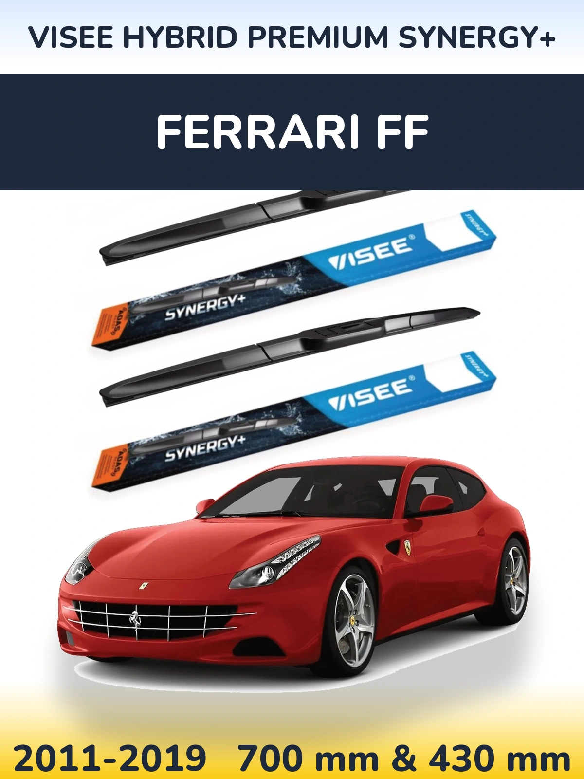 Komplet przednich wycieraczek VISEE HYBRID PREMIUM SYNERGY+ 700 & 430 mm do Ferrari FF 2011-2019