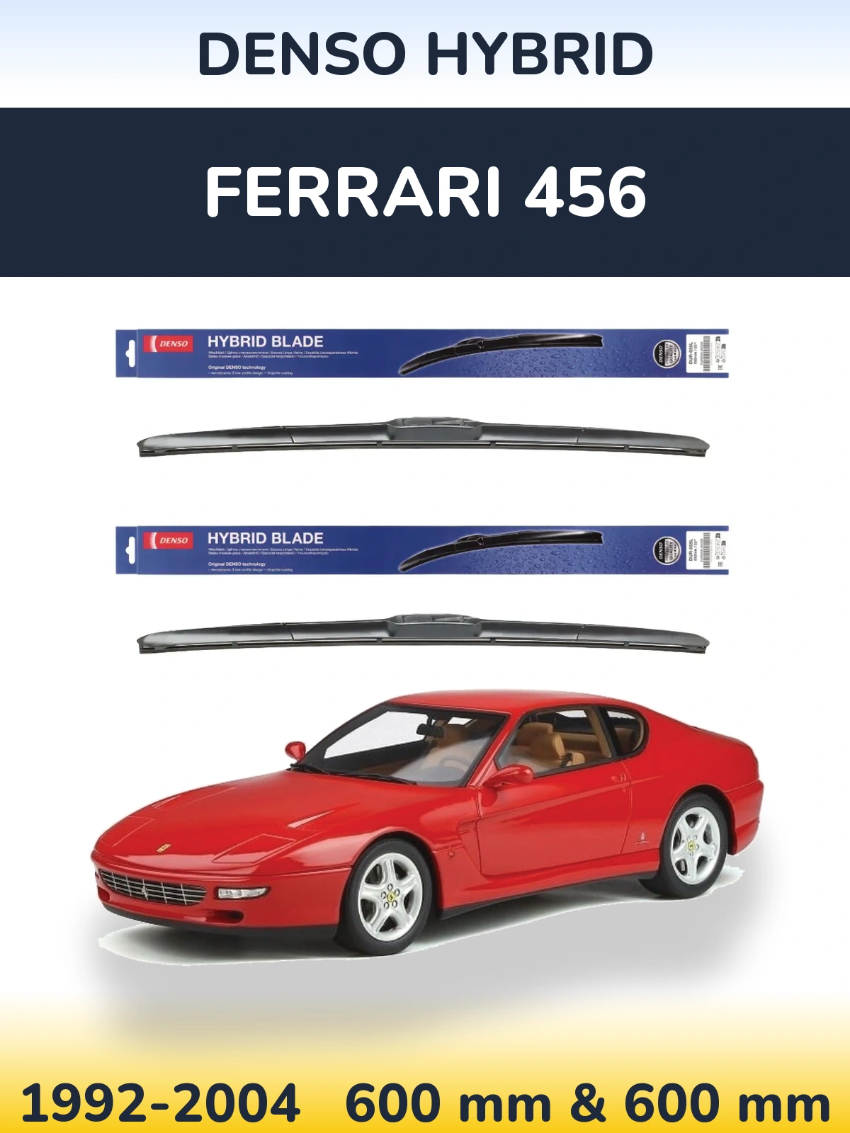 Комплект передних дворников Denso Hybrid 600 & 600 мм для Ferrari 456 1992-2004