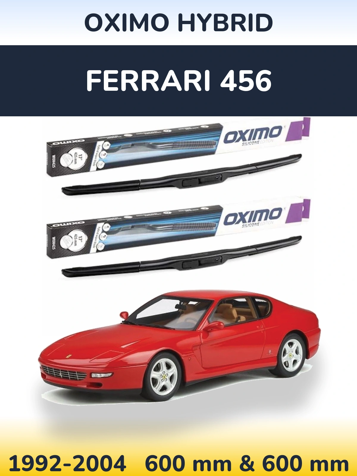 Комплект передних дворников Oximo Hybrid 600 & 600 мм для Ferrari 456 1992-2004