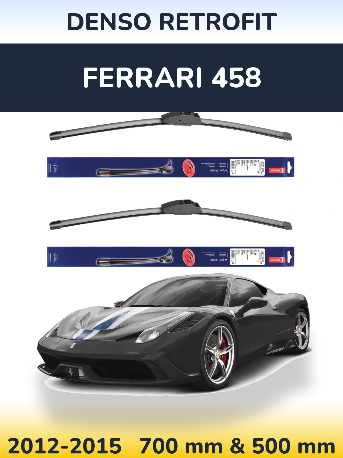 Комплект передних дворников Denso Retrofit 700 & 500 мм для Ferrari 458 2012-2015