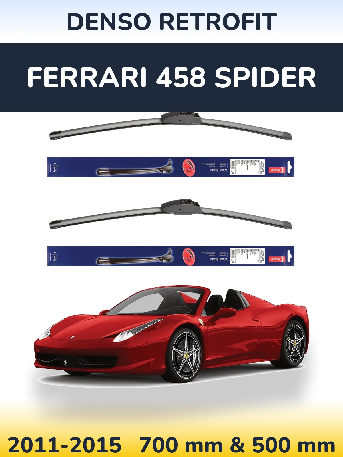 Комплект передних дворников Denso Retrofit 700 & 500 мм для Ferrari 458 Spider 2011-2015