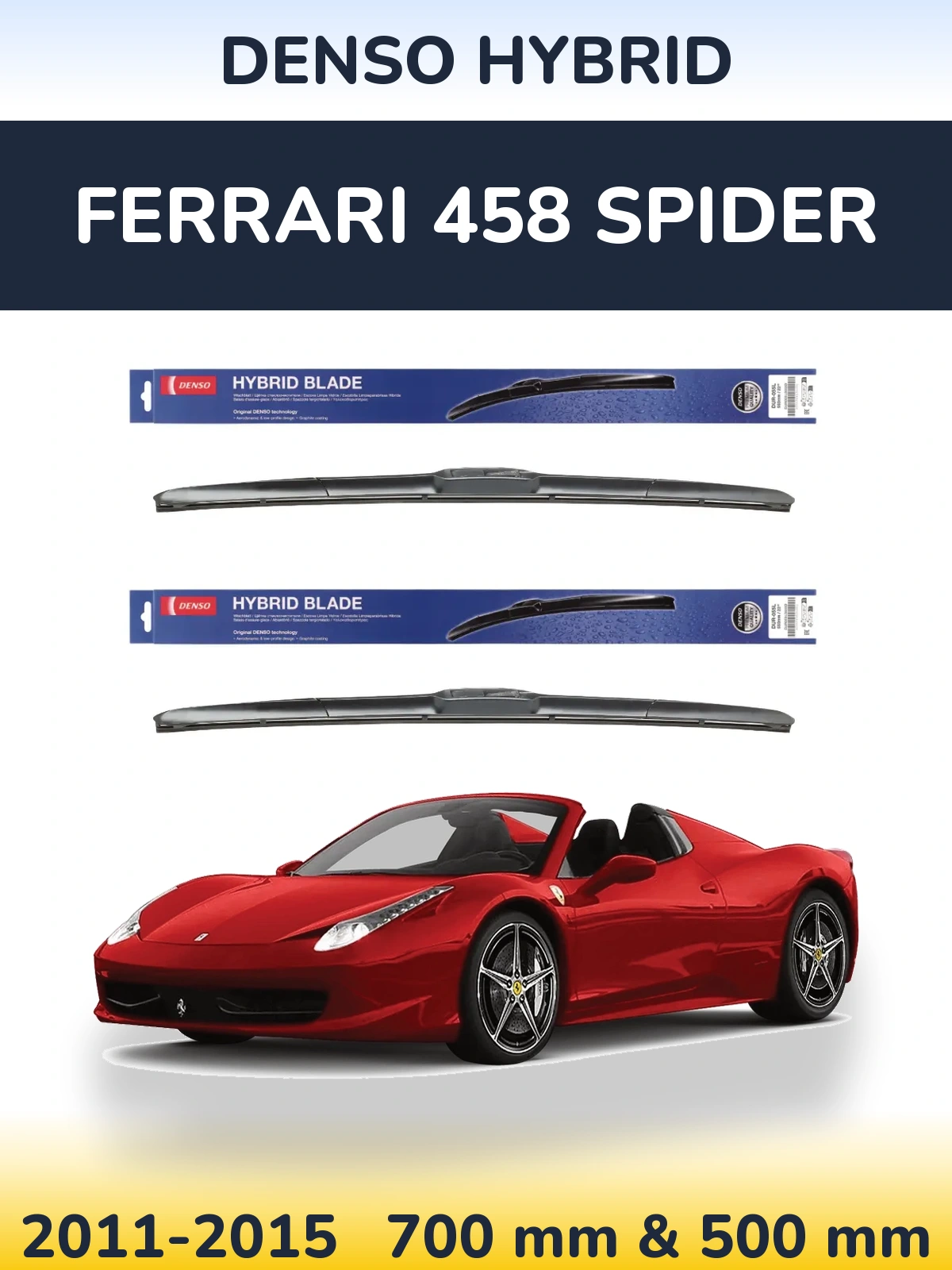 Комплект передних дворников Denso Hybrid 700 & 500 мм для Ferrari 458 Spider 2011-2015