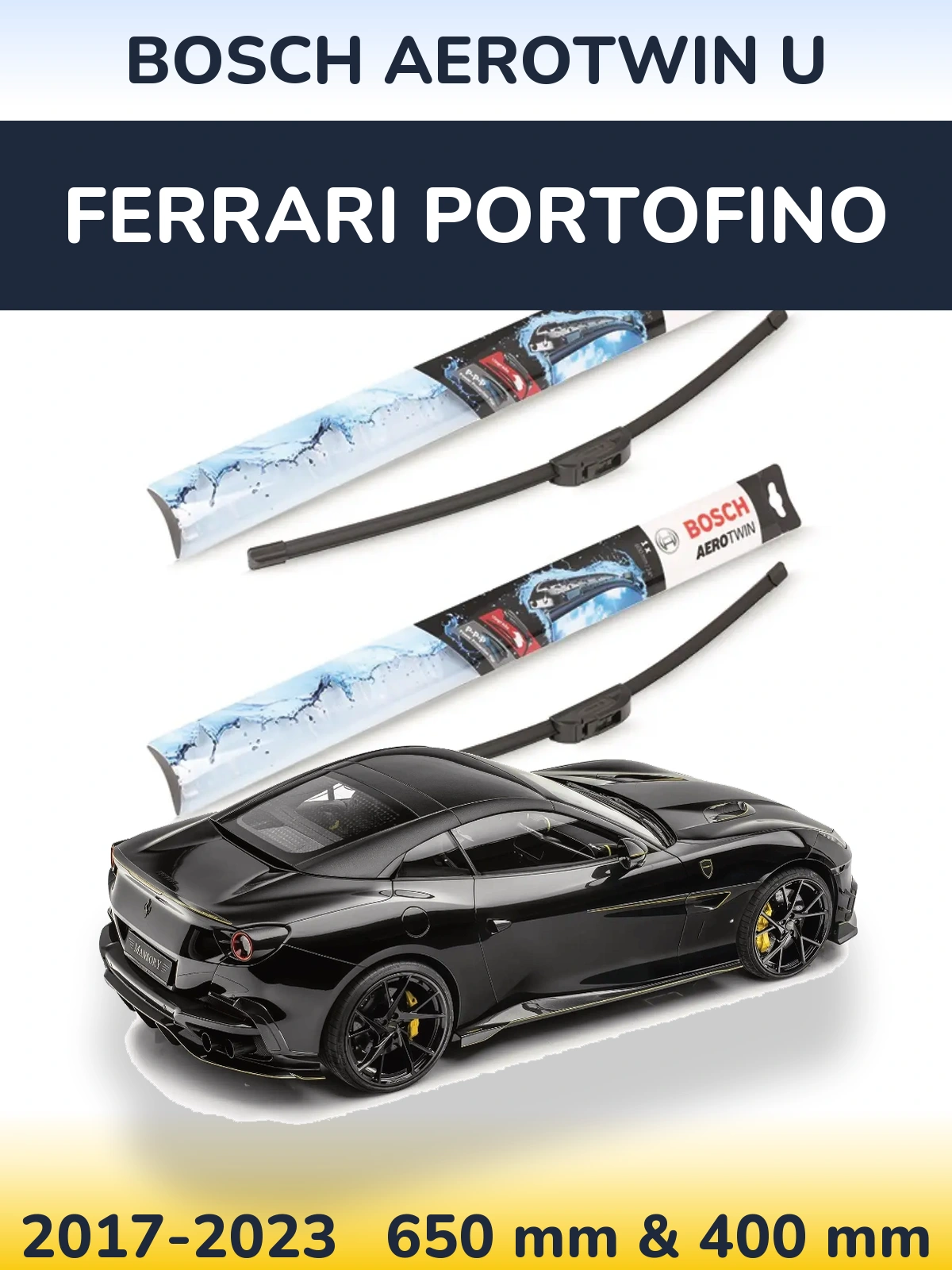 Комплект передніх щіток BOSCH AeroTwin U 650 & 400 мм для Ferrari Portofino 2017-2023